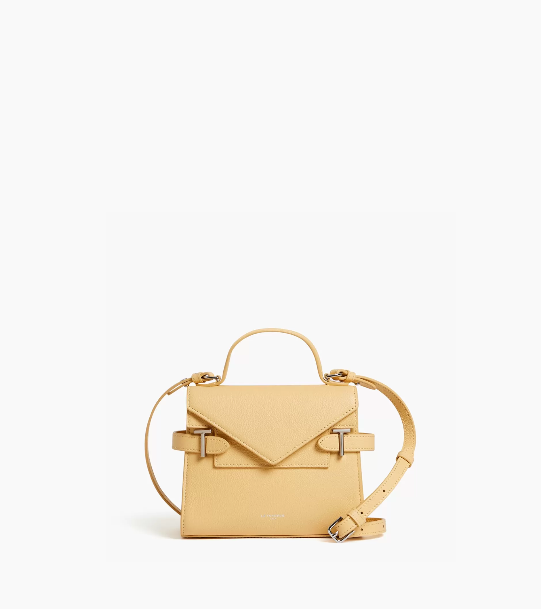 Femme Le Tanneur Petit sac à main double rabat Emilie en cuir grainé - AURORE