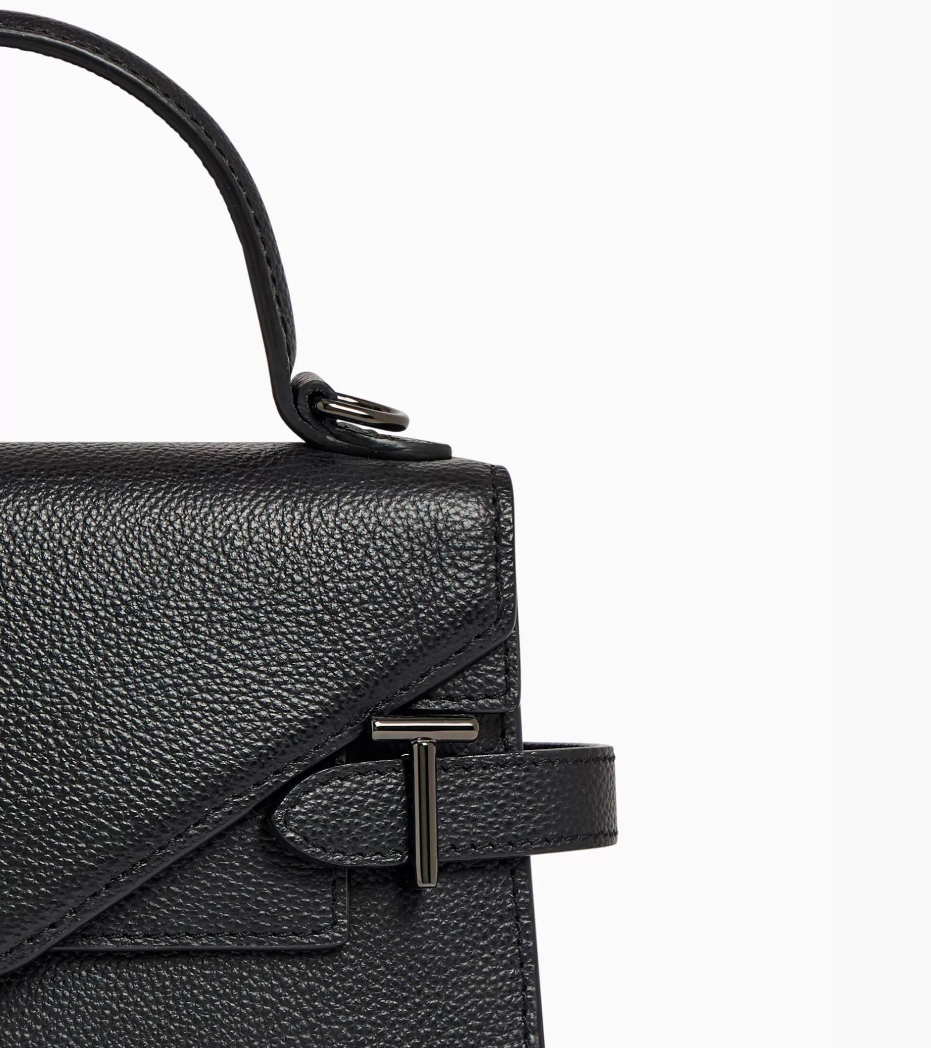 Femme Le Tanneur Petit sac à main double rabat Emilie en cuir grainé - Black