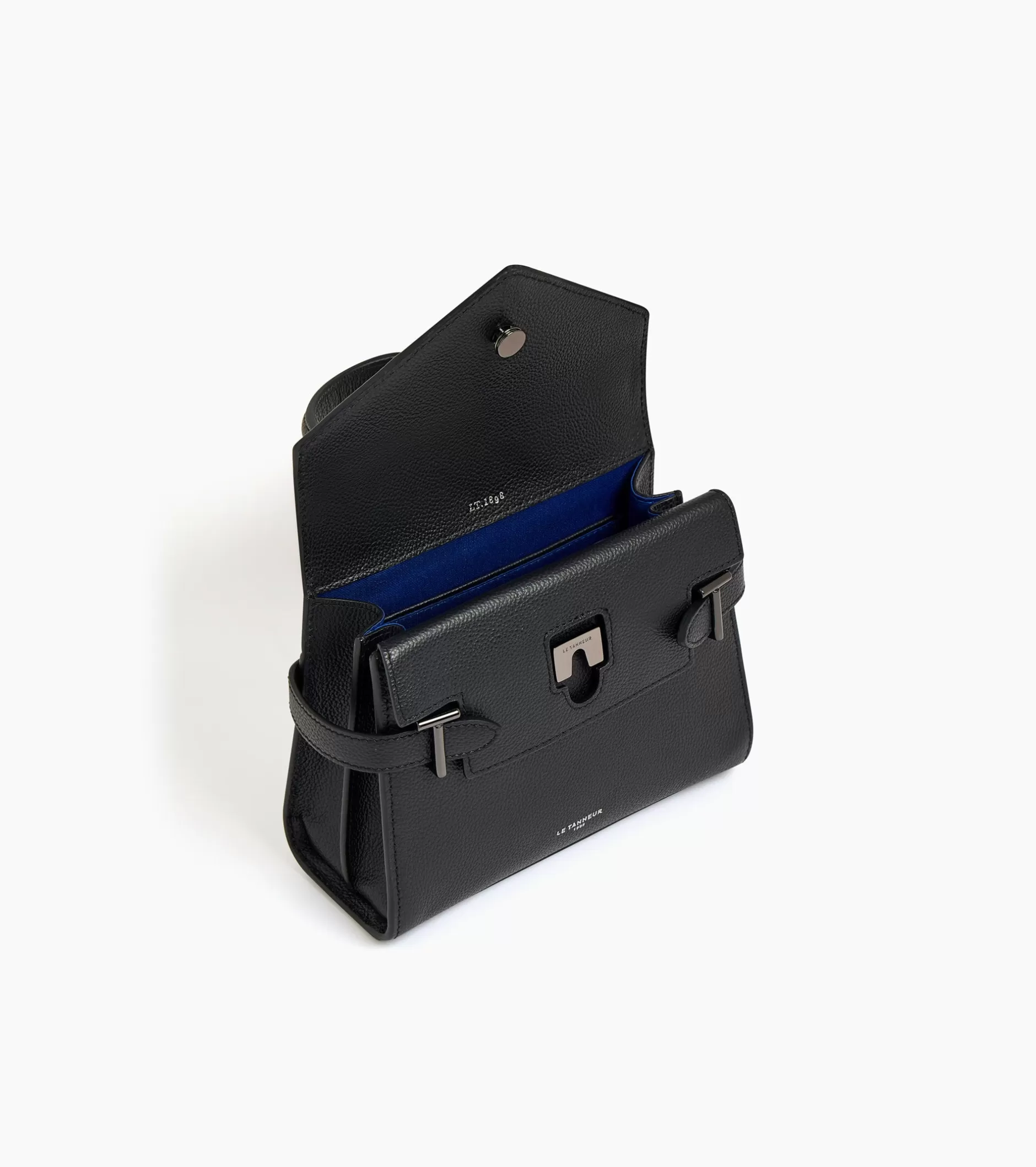 Femme Le Tanneur Petit sac à main double rabat Emilie en cuir grainé - Black