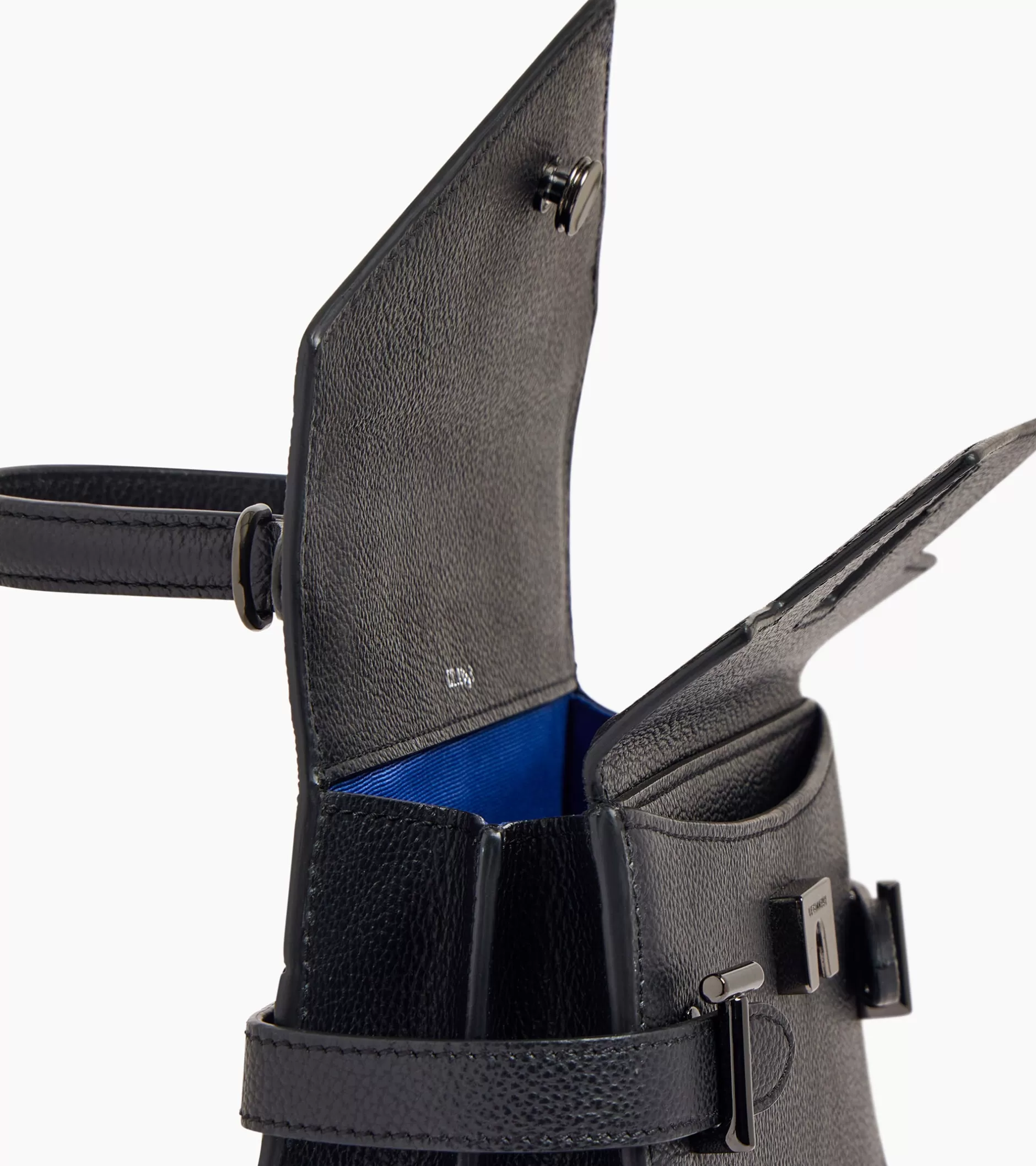 Femme Le Tanneur Petit sac à main double rabat Emilie en cuir grainé - Black