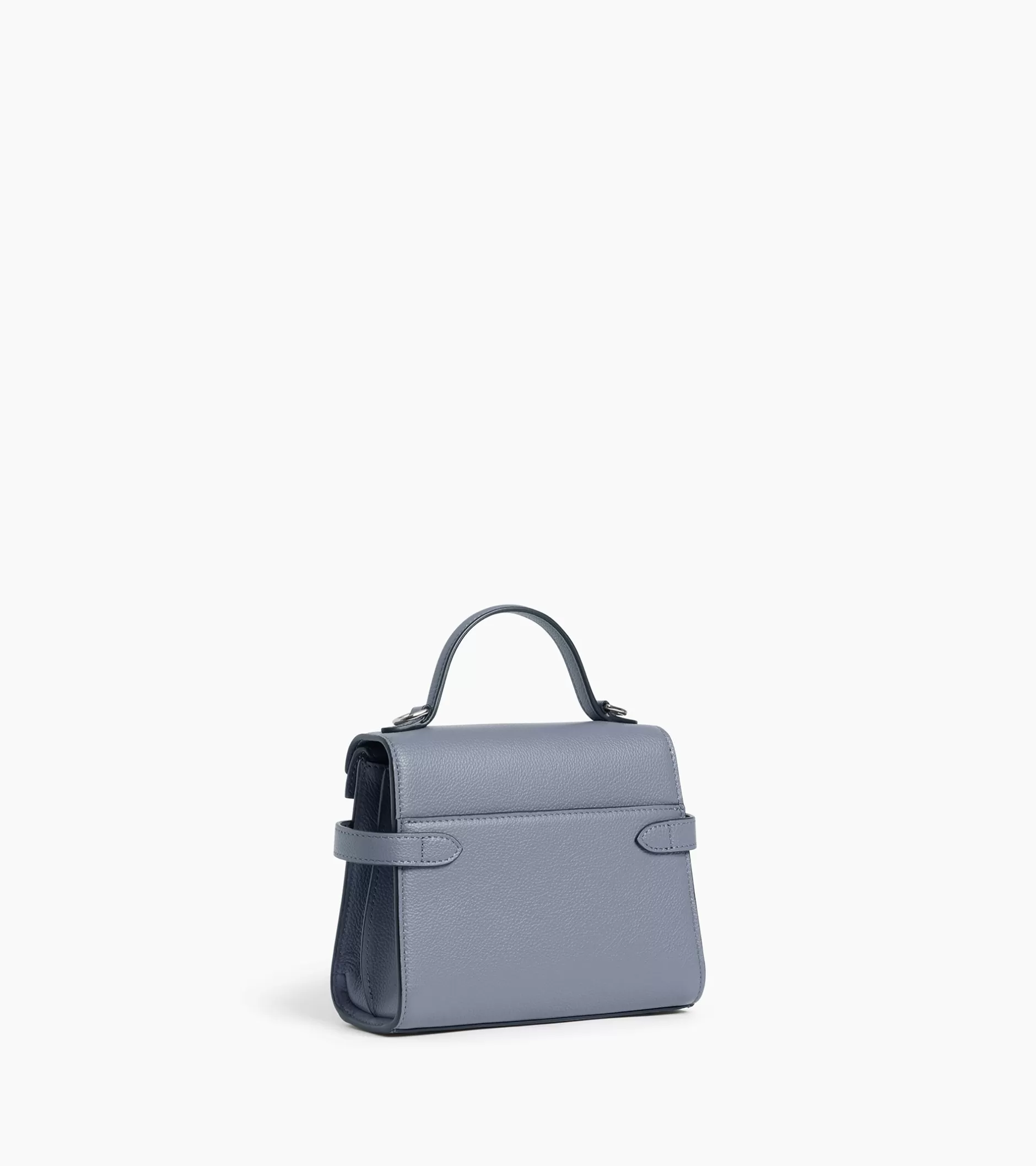 Femme Le Tanneur Petit sac à main double rabat Emilie en cuir grainé - BLEU ARGILE