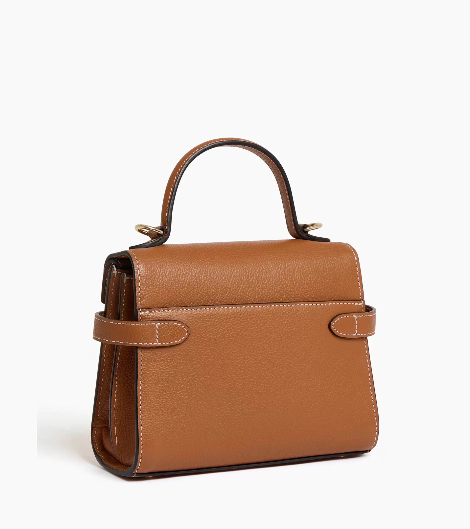 Femme Le Tanneur Petit sac à main double rabat Emilie en cuir grainé - Brown Tan