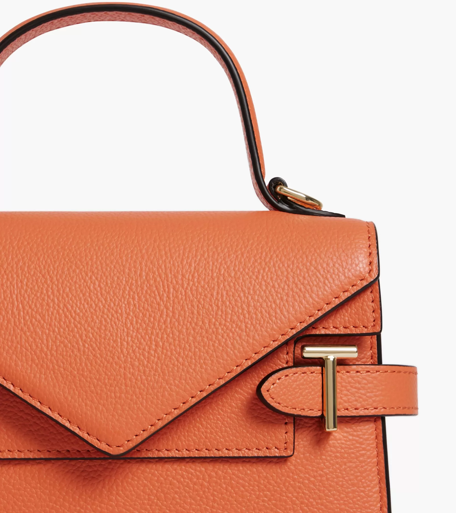 Femme Le Tanneur Petit sac à main double rabat Emilie en cuir grainé - ORANGE OCRE