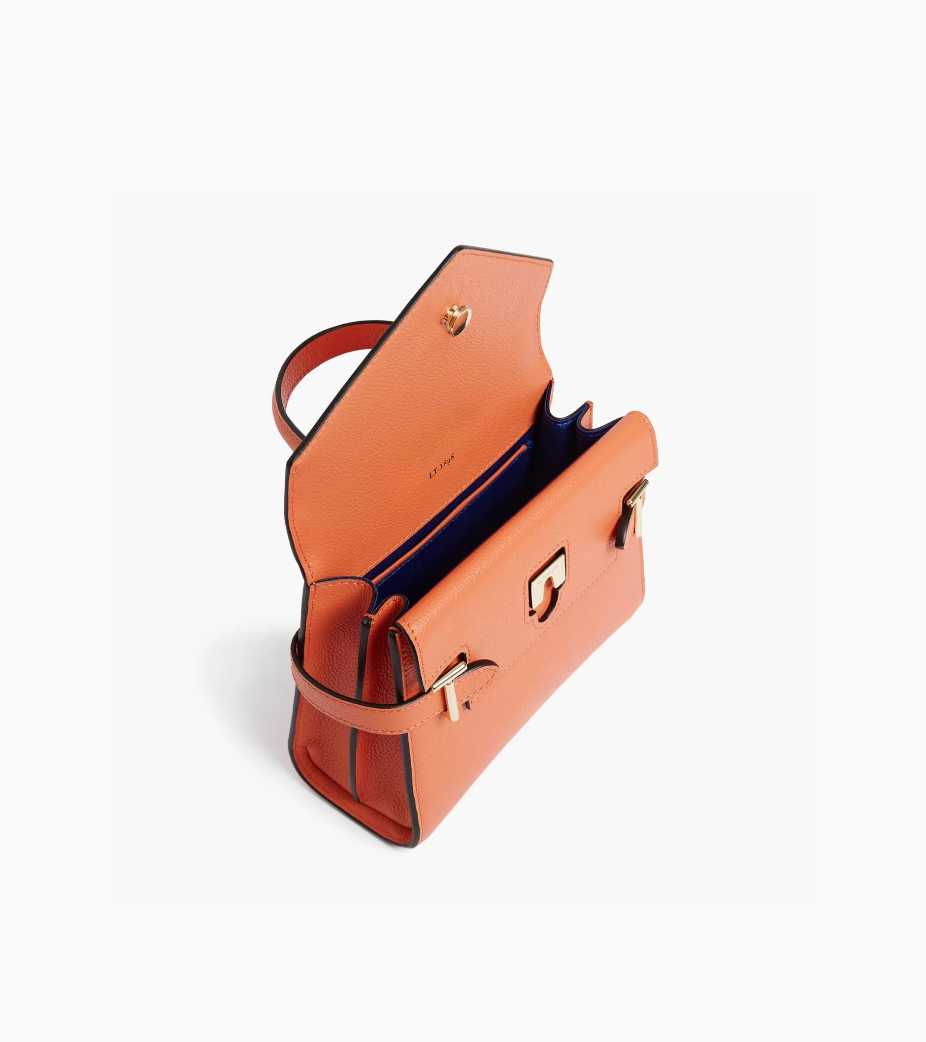 Femme Le Tanneur Petit sac à main double rabat Emilie en cuir grainé - ORANGE OCRE