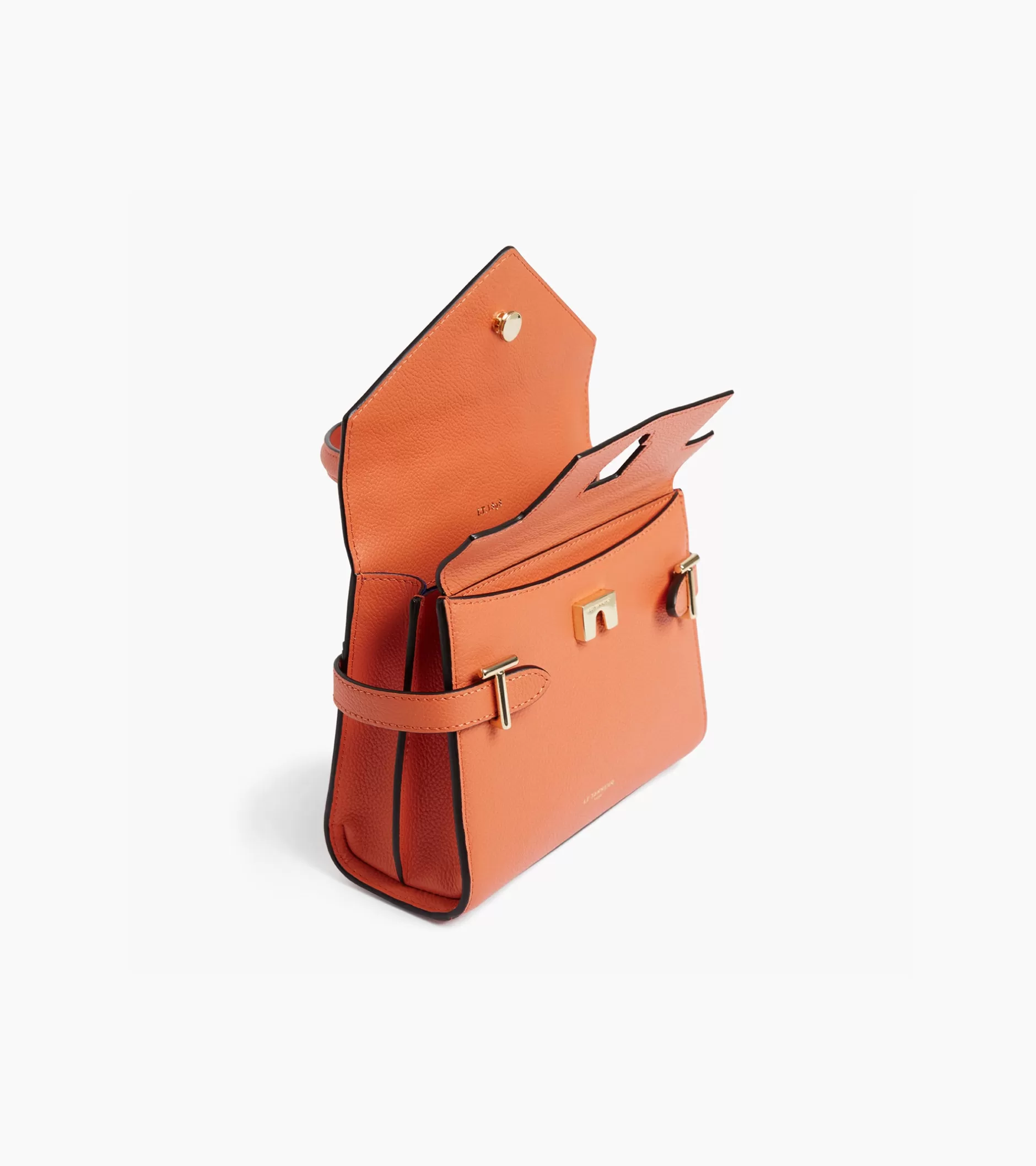 Femme Le Tanneur Petit sac à main double rabat Emilie en cuir grainé - ORANGE OCRE