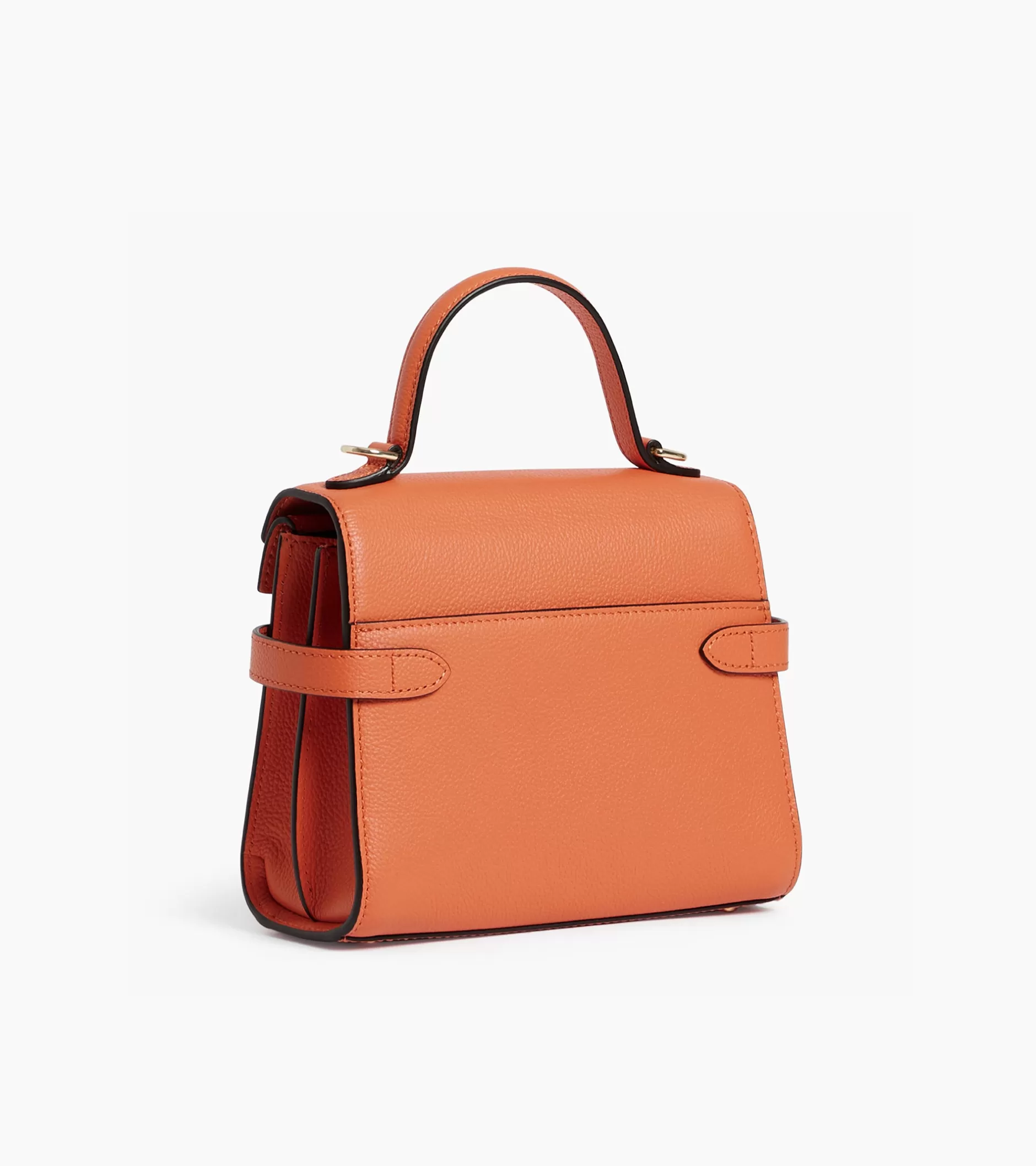 Femme Le Tanneur Petit sac à main double rabat Emilie en cuir grainé - ORANGE OCRE