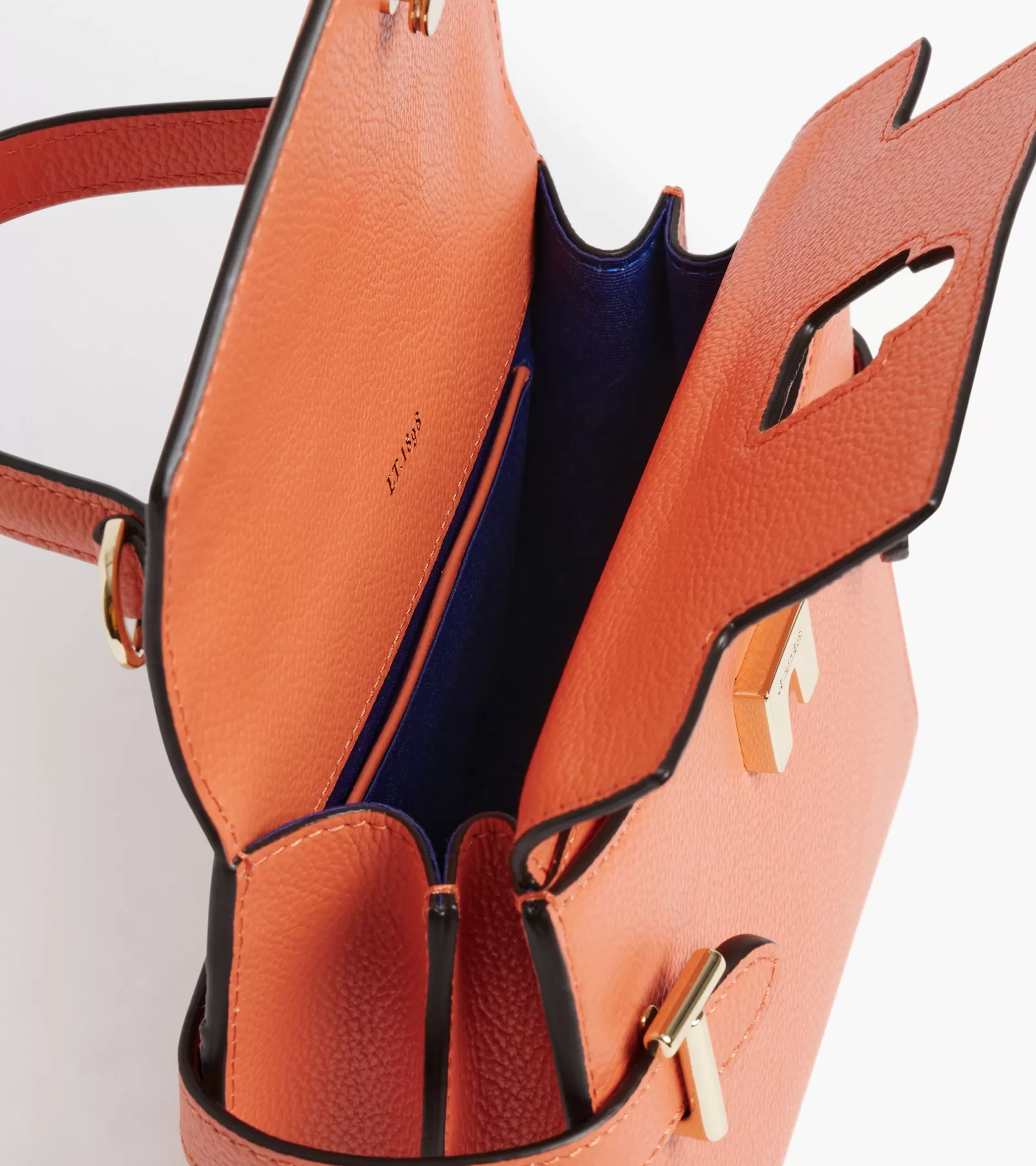 Femme Le Tanneur Petit sac à main double rabat Emilie en cuir grainé - ORANGE OCRE