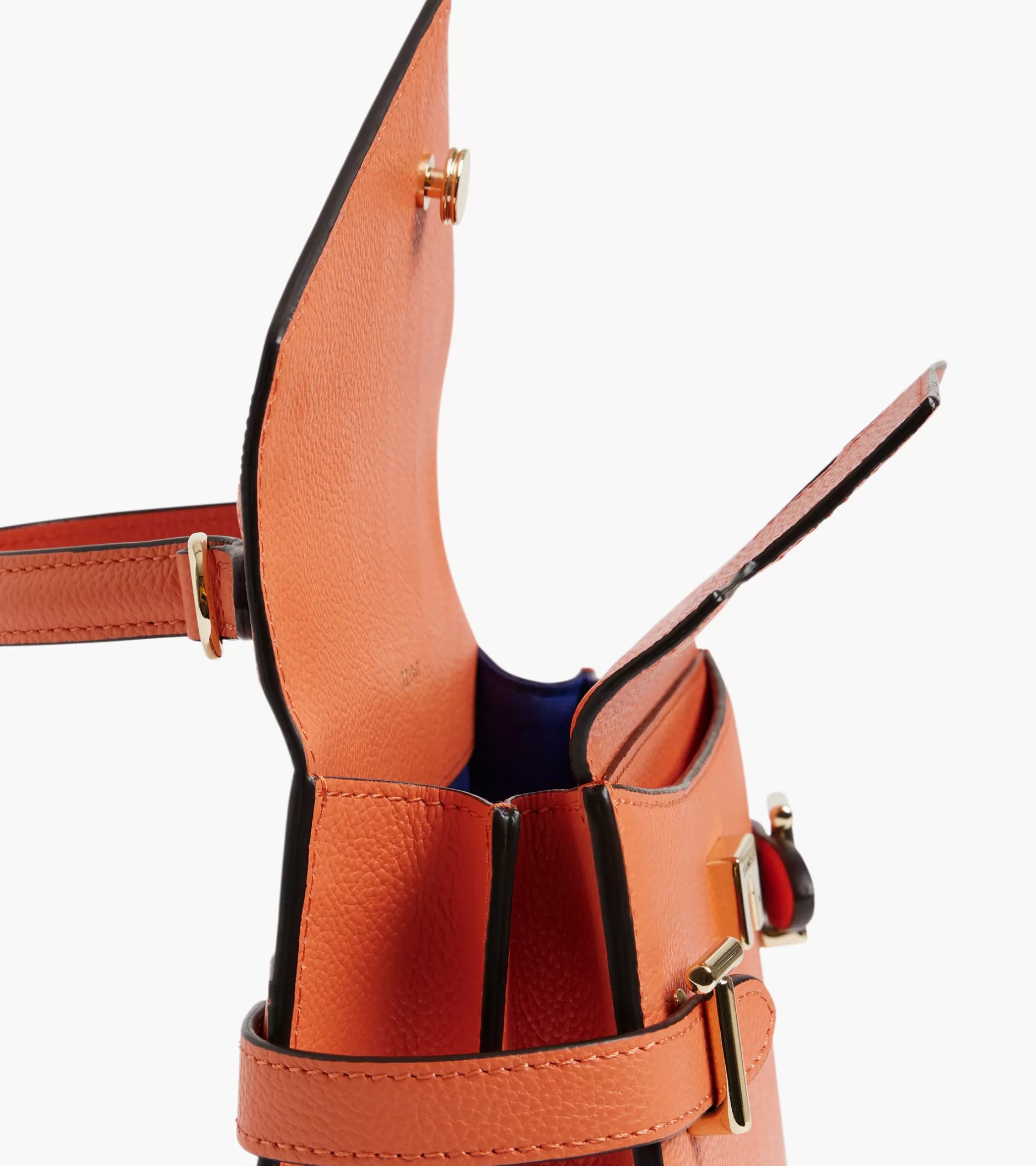 Femme Le Tanneur Petit sac à main double rabat Emilie en cuir grainé - ORANGE OCRE
