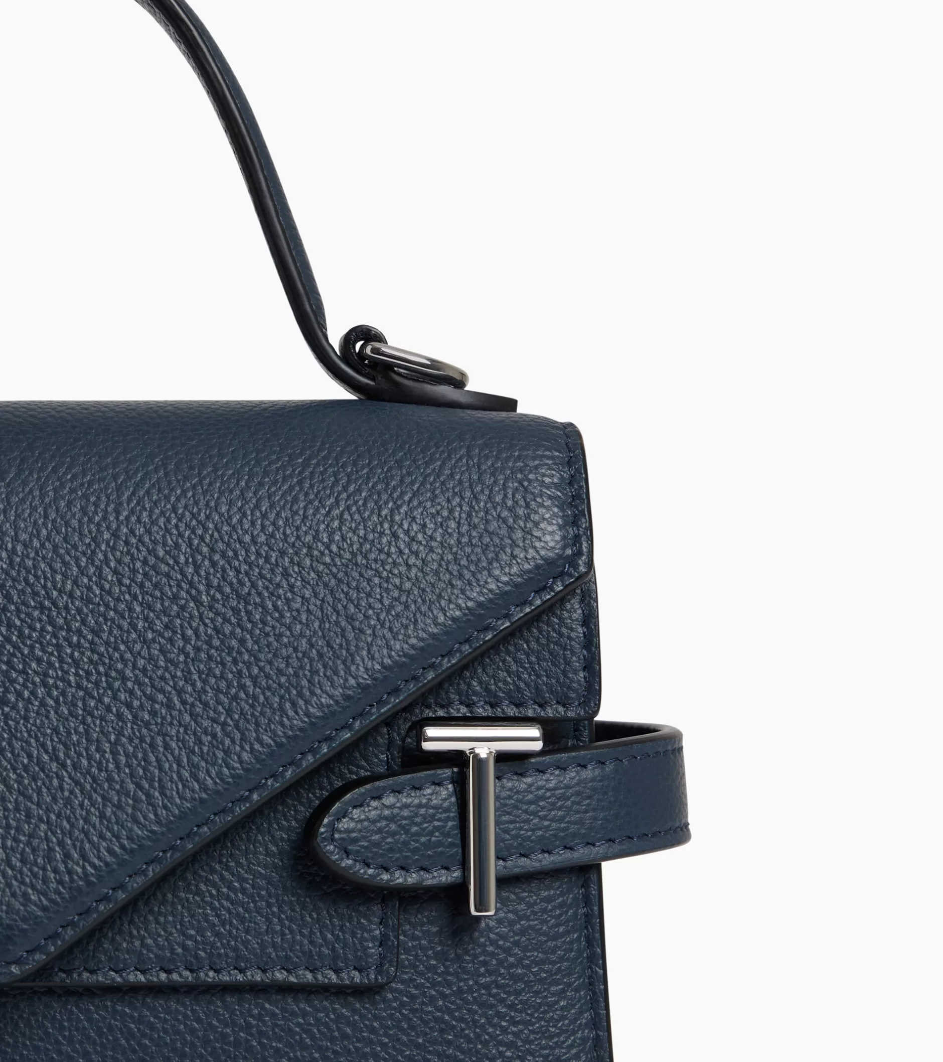 Femme Le Tanneur Petit sac à main double rabat Emilie en cuir grainé - Twilight Blue