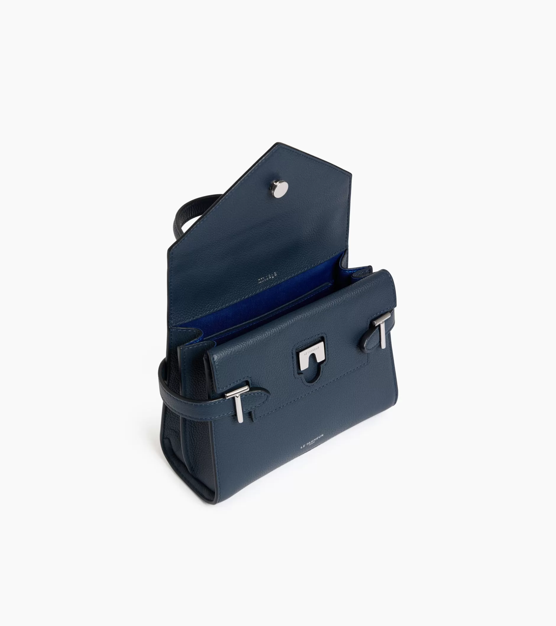 Femme Le Tanneur Petit sac à main double rabat Emilie en cuir grainé - Twilight Blue