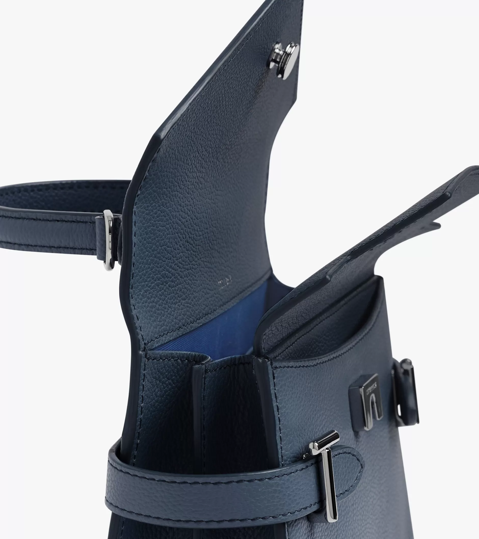 Femme Le Tanneur Petit sac à main double rabat Emilie en cuir grainé - Twilight Blue