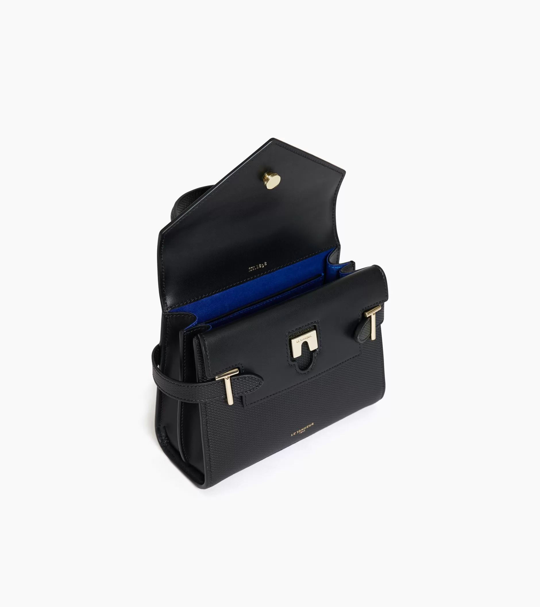 Femme Le Tanneur Petit sac à main double rabat Emilie en cuir signature T - Black