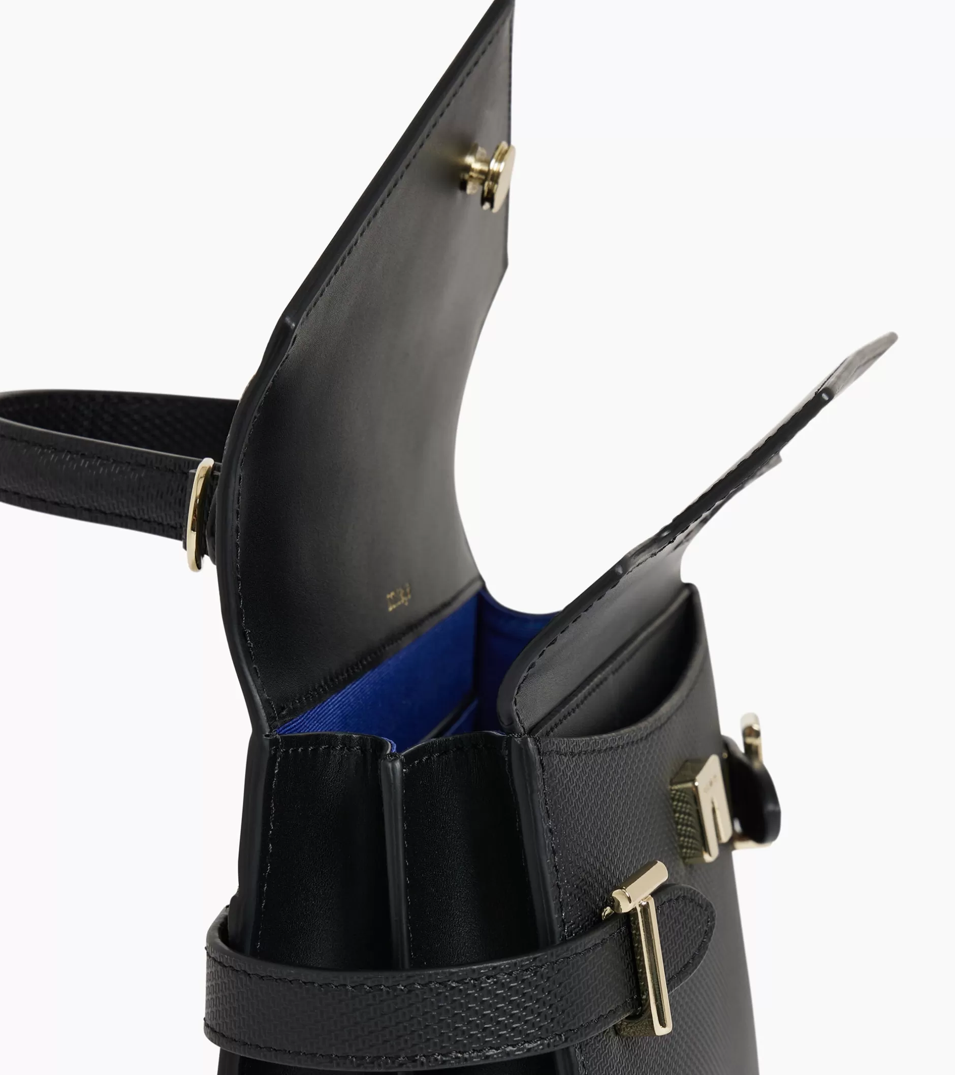 Femme Le Tanneur Petit sac à main double rabat Emilie en cuir signature T - Black