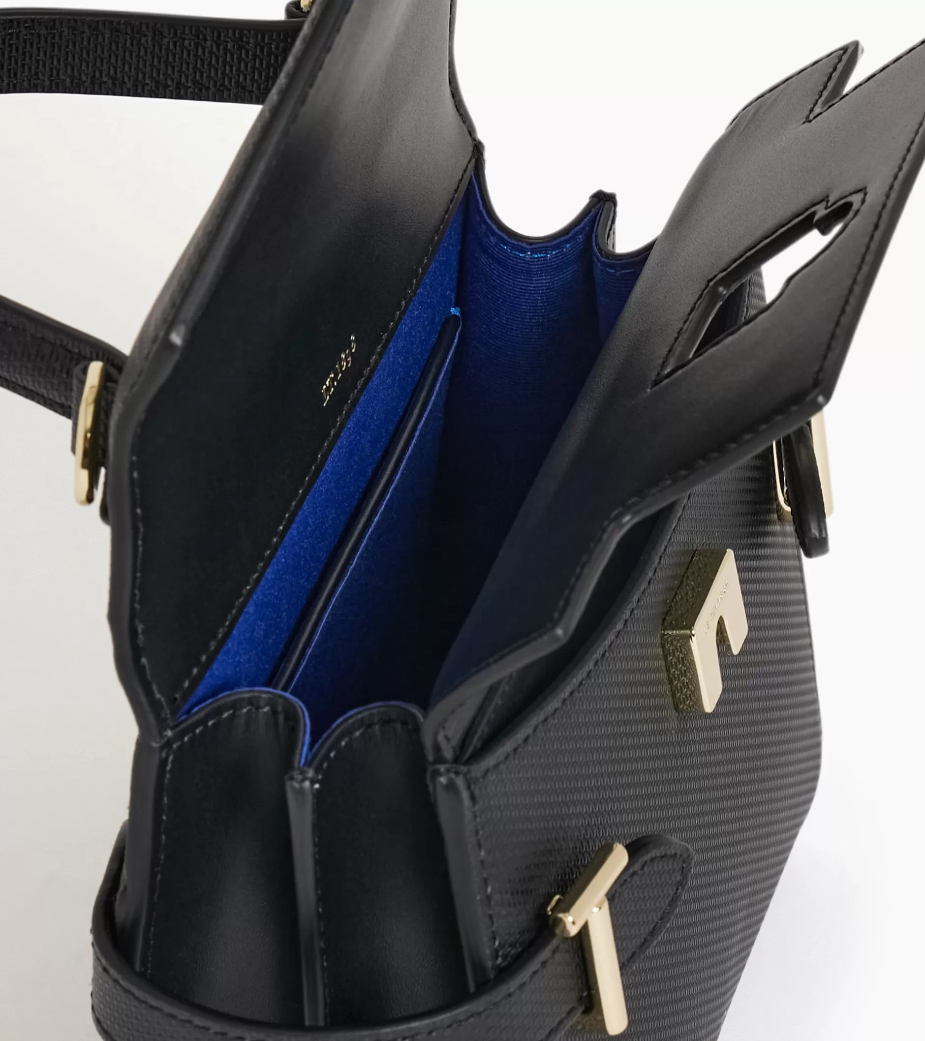 Femme Le Tanneur Petit sac à main double rabat Emilie en cuir signature T - Black