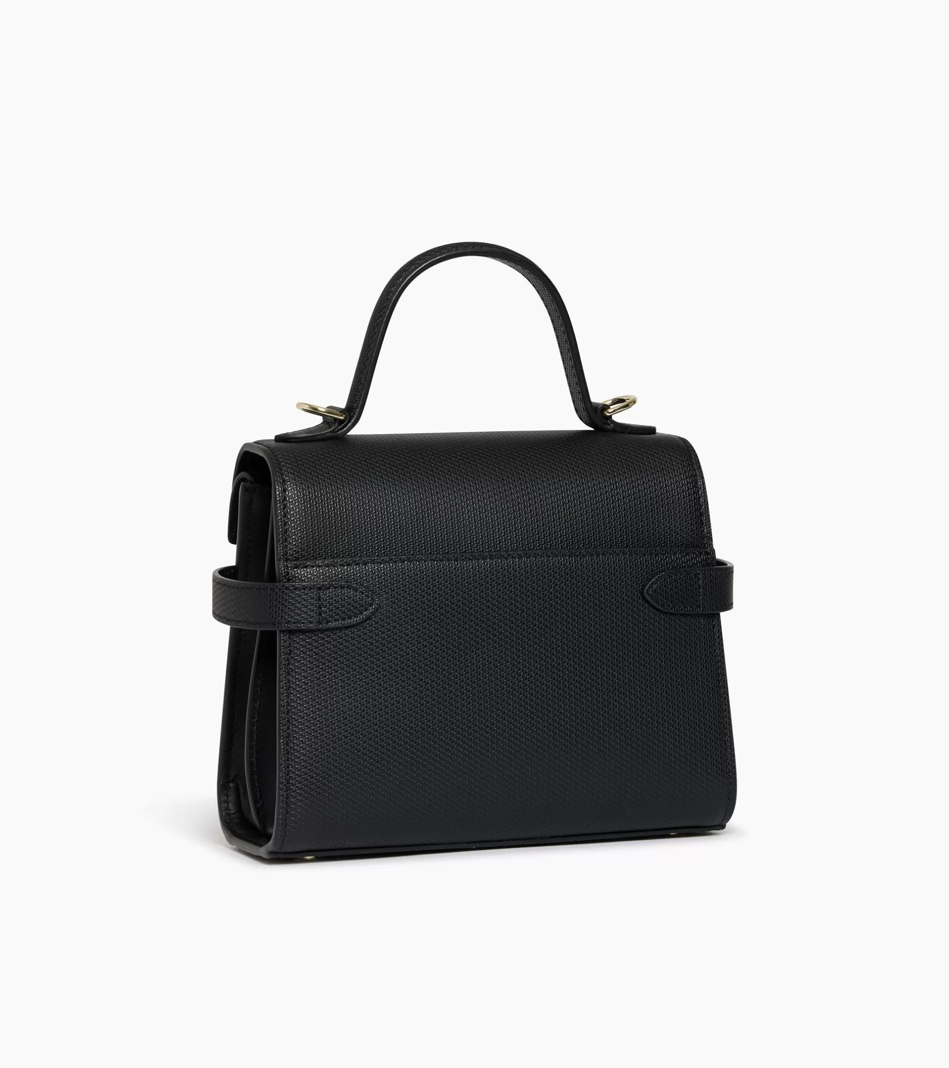 Femme Le Tanneur Petit sac à main double rabat Emilie en cuir signature T - Black