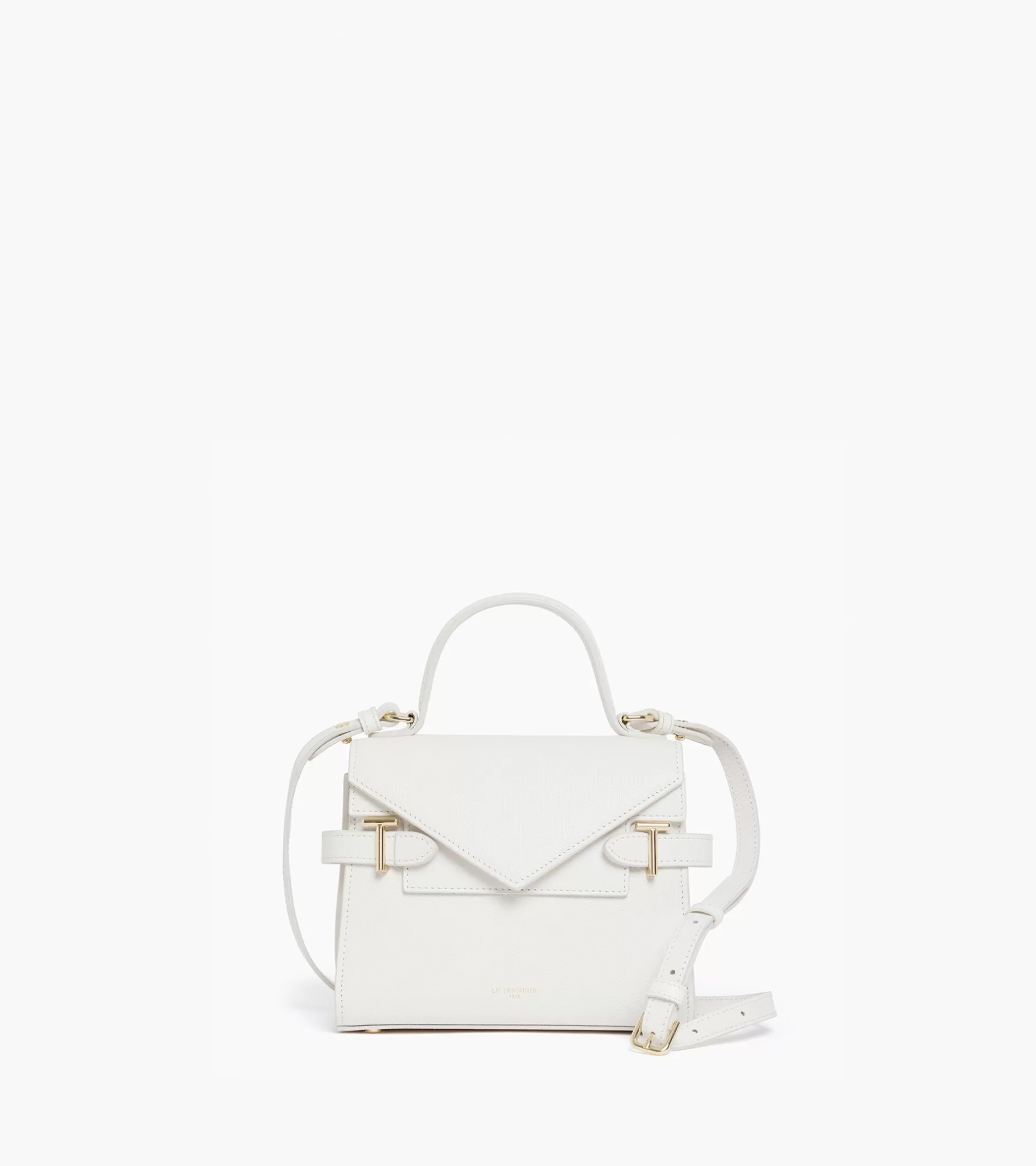Femme Le Tanneur Petit sac à main double rabat Emilie en cuir signature T - Chalk White