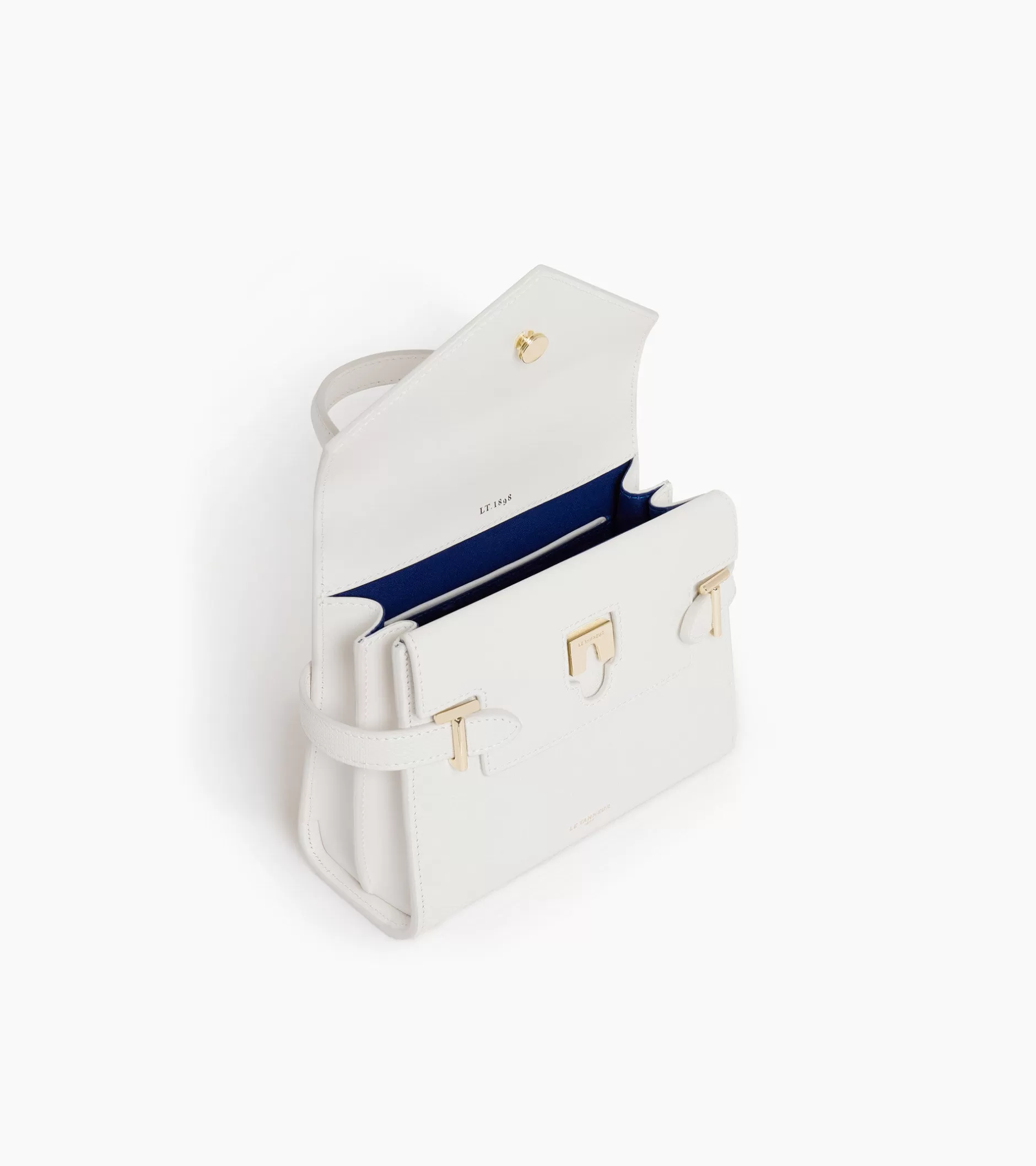 Femme Le Tanneur Petit sac à main double rabat Emilie en cuir signature T - Chalk White