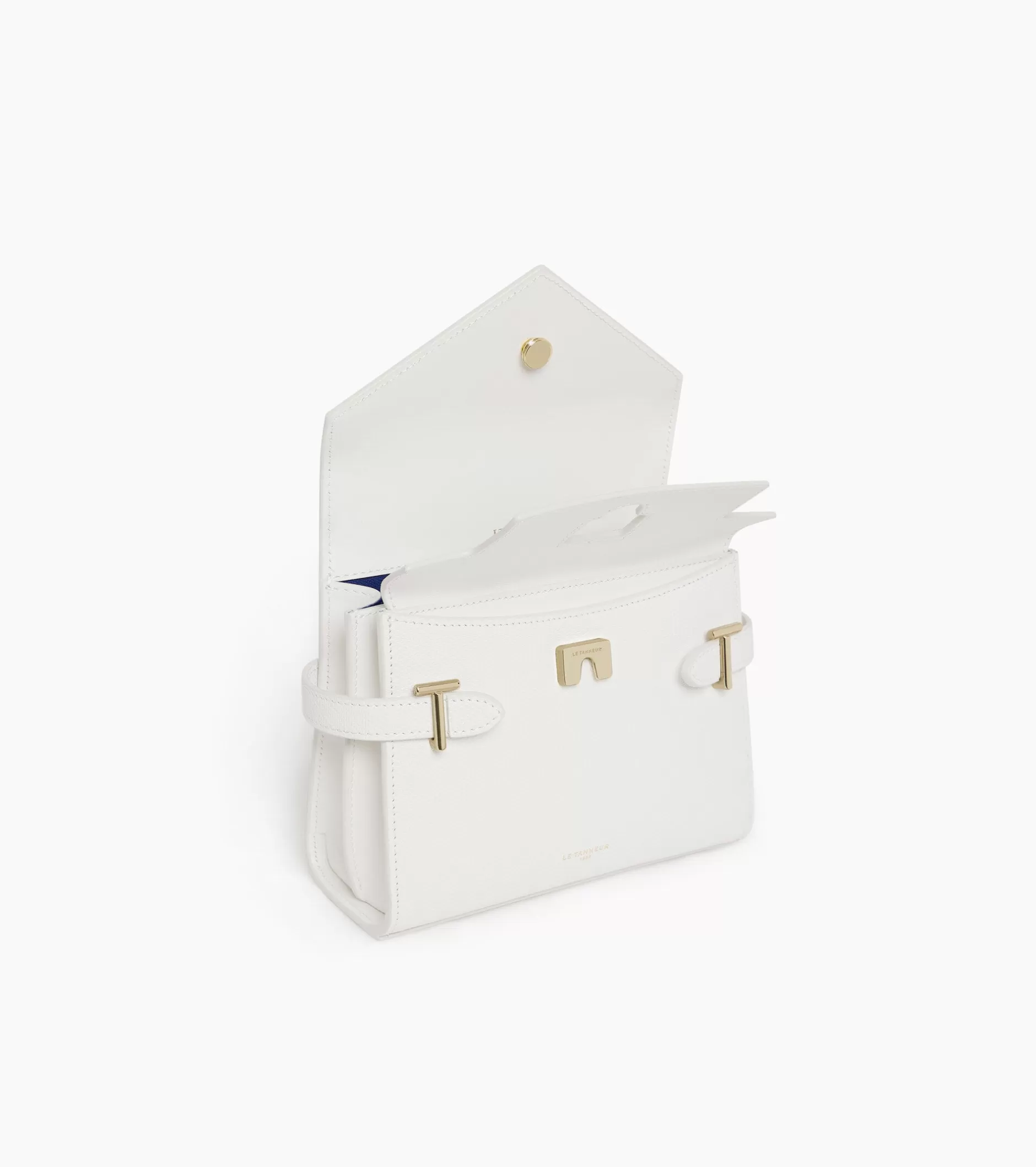 Femme Le Tanneur Petit sac à main double rabat Emilie en cuir signature T - Chalk White