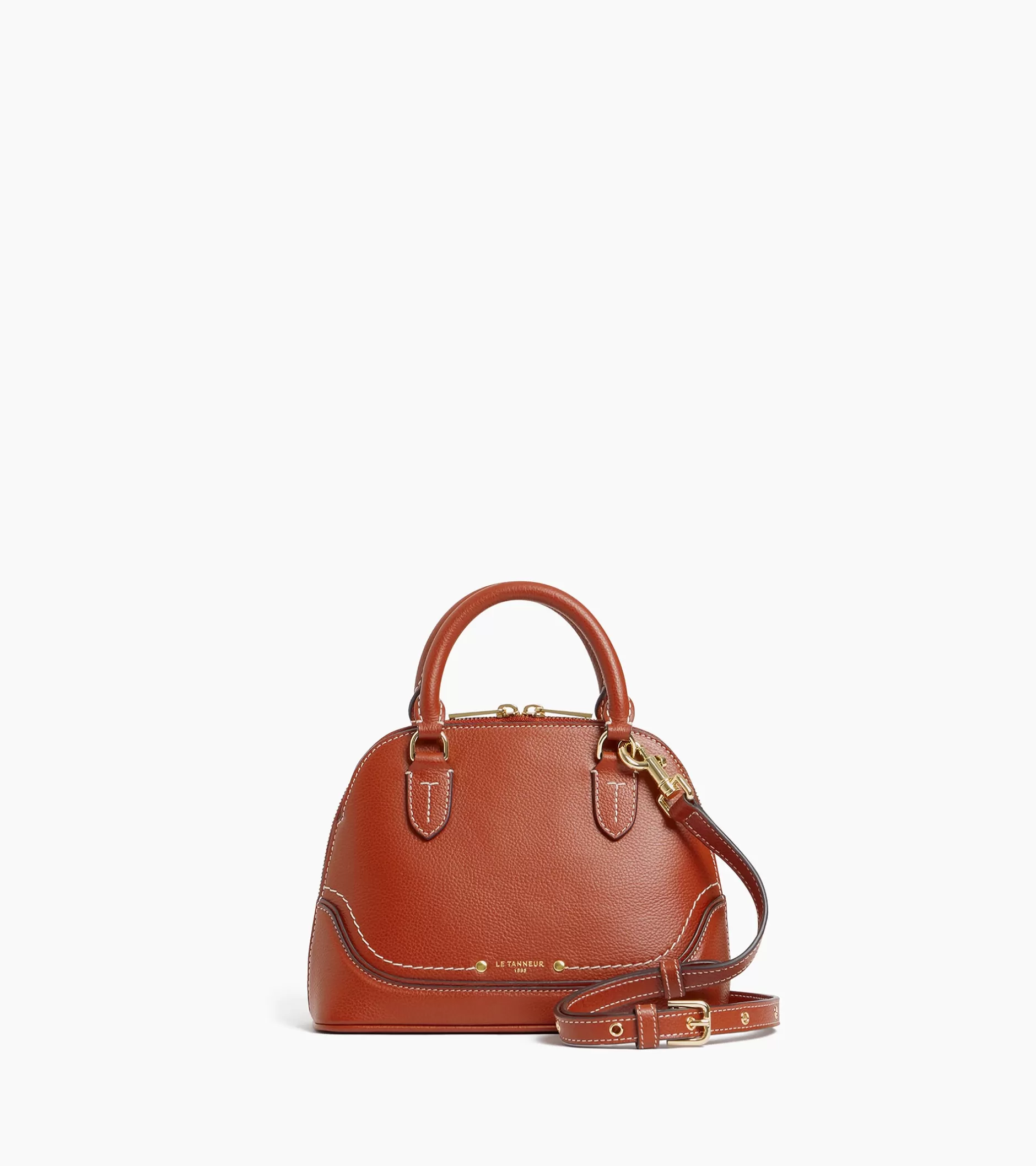 Femme Le Tanneur Petit sac à main Ella en cuir grainé - ACAJOU 1