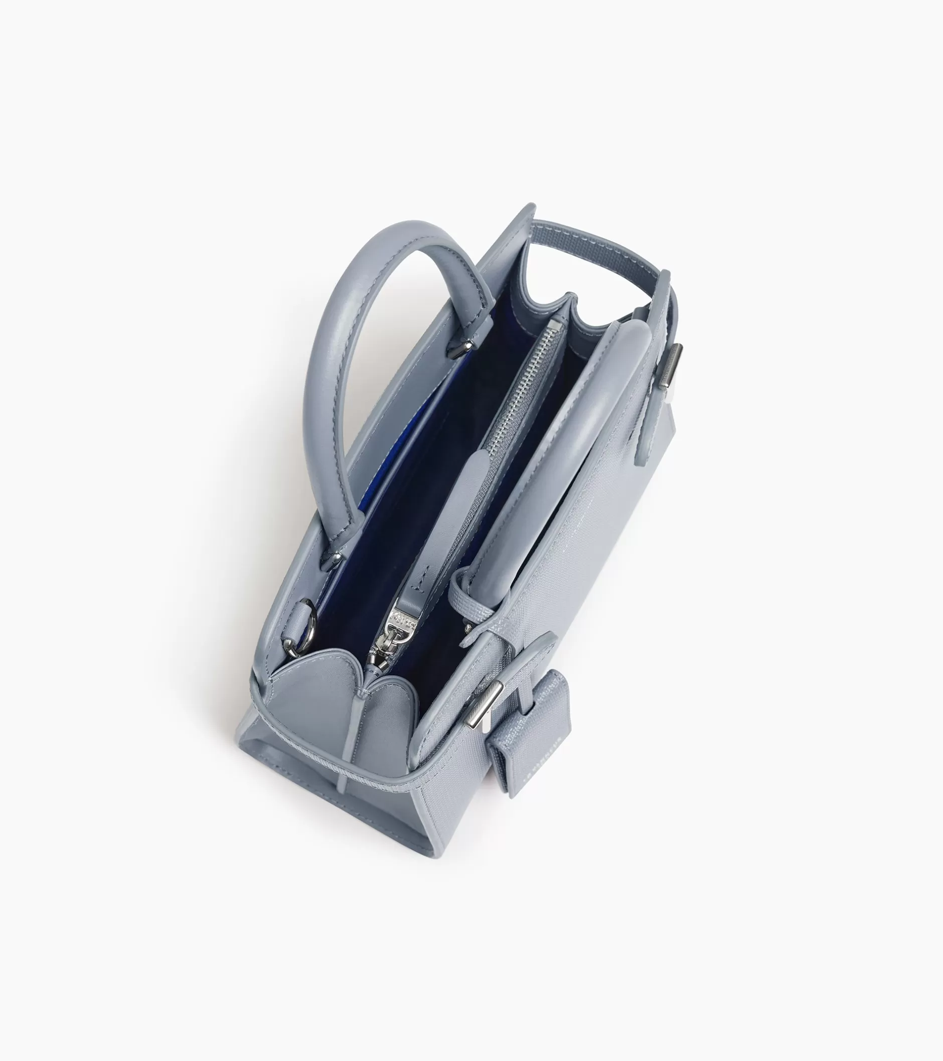 Femme Le Tanneur Petit sac à main Emilie en cuir signature T - BLEU ARGILE