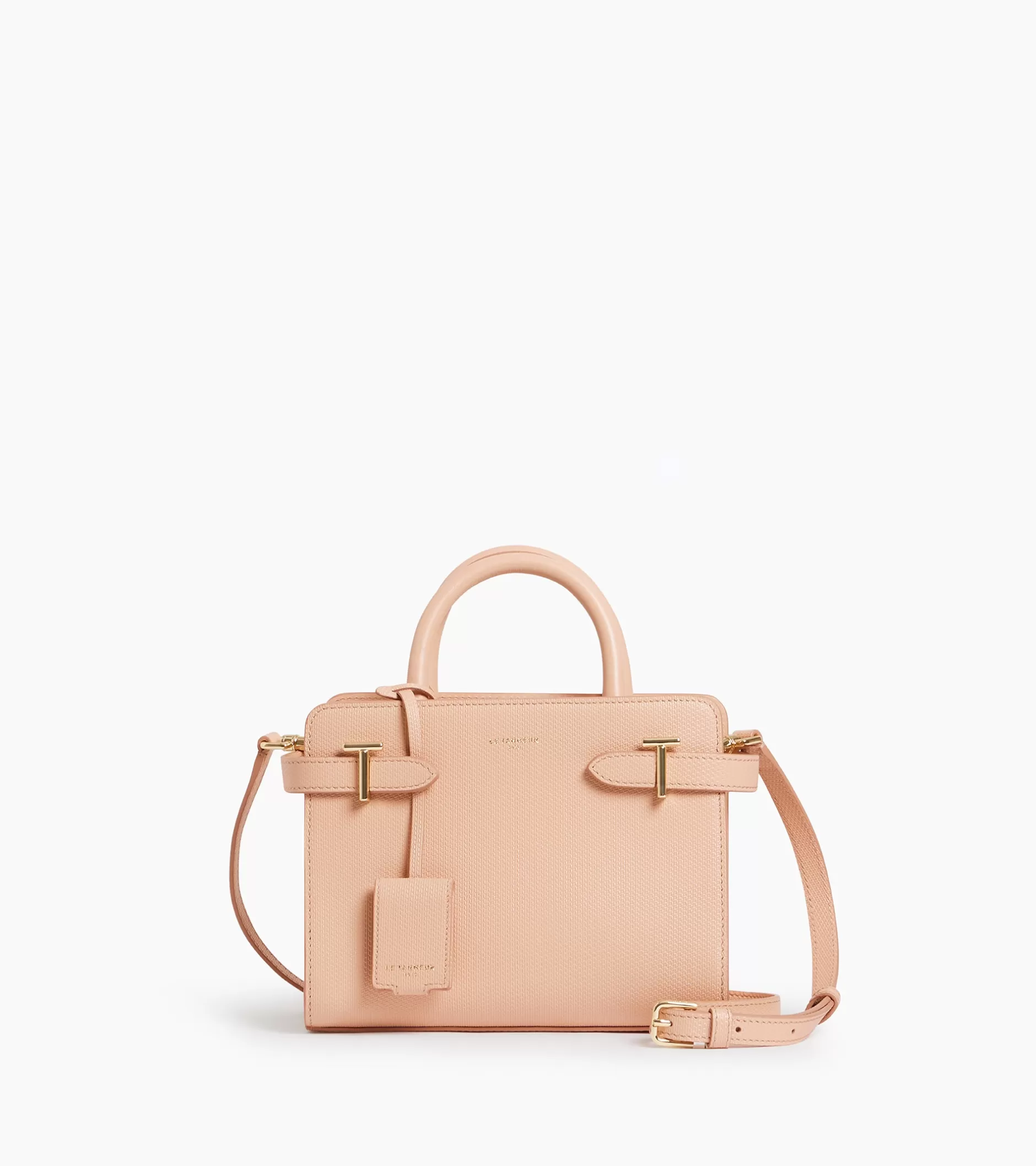 Femme Le Tanneur Petit sac à main Emilie en cuir signature T - ROSE POUDRE