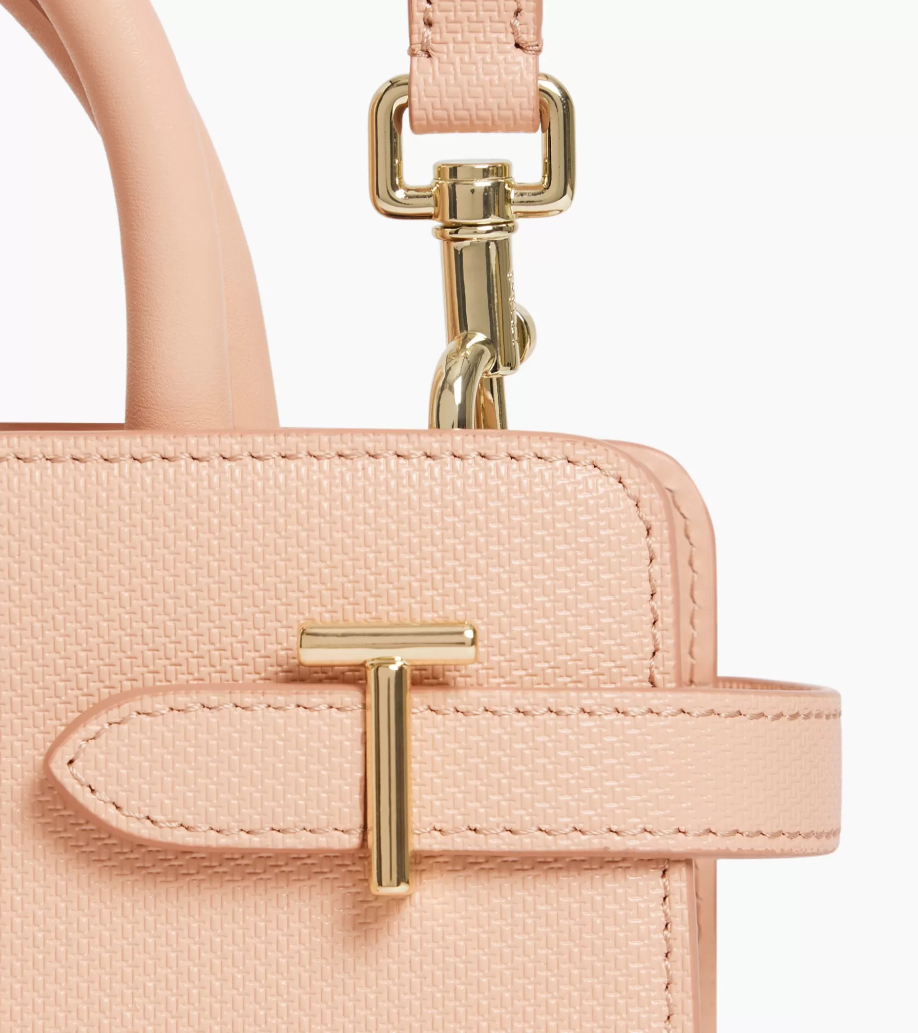 Femme Le Tanneur Petit sac à main Emilie en cuir signature T - ROSE POUDRE