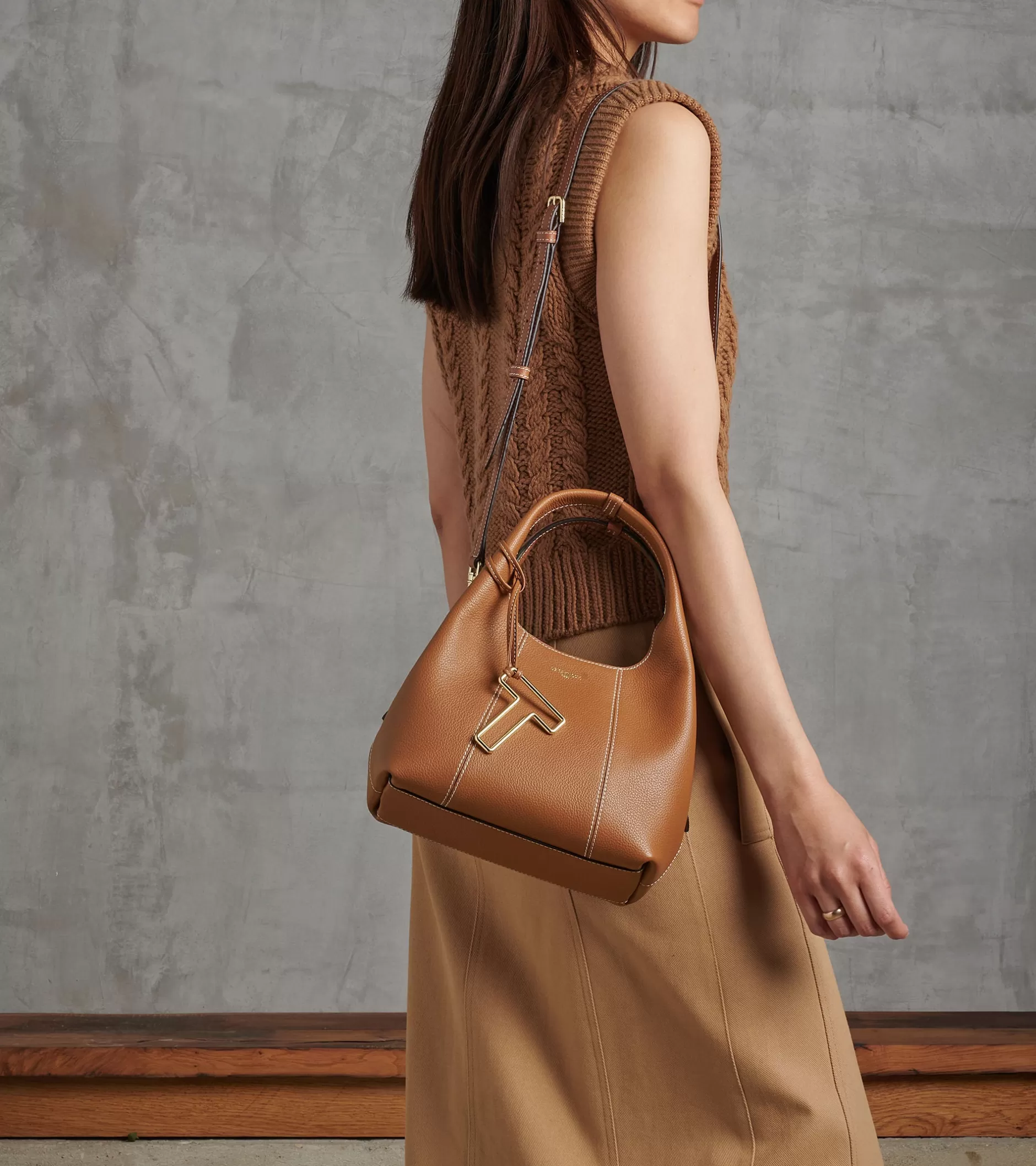 Femme Le Tanneur Petit sac à main Juliette en cuir grainé - Brown Tan