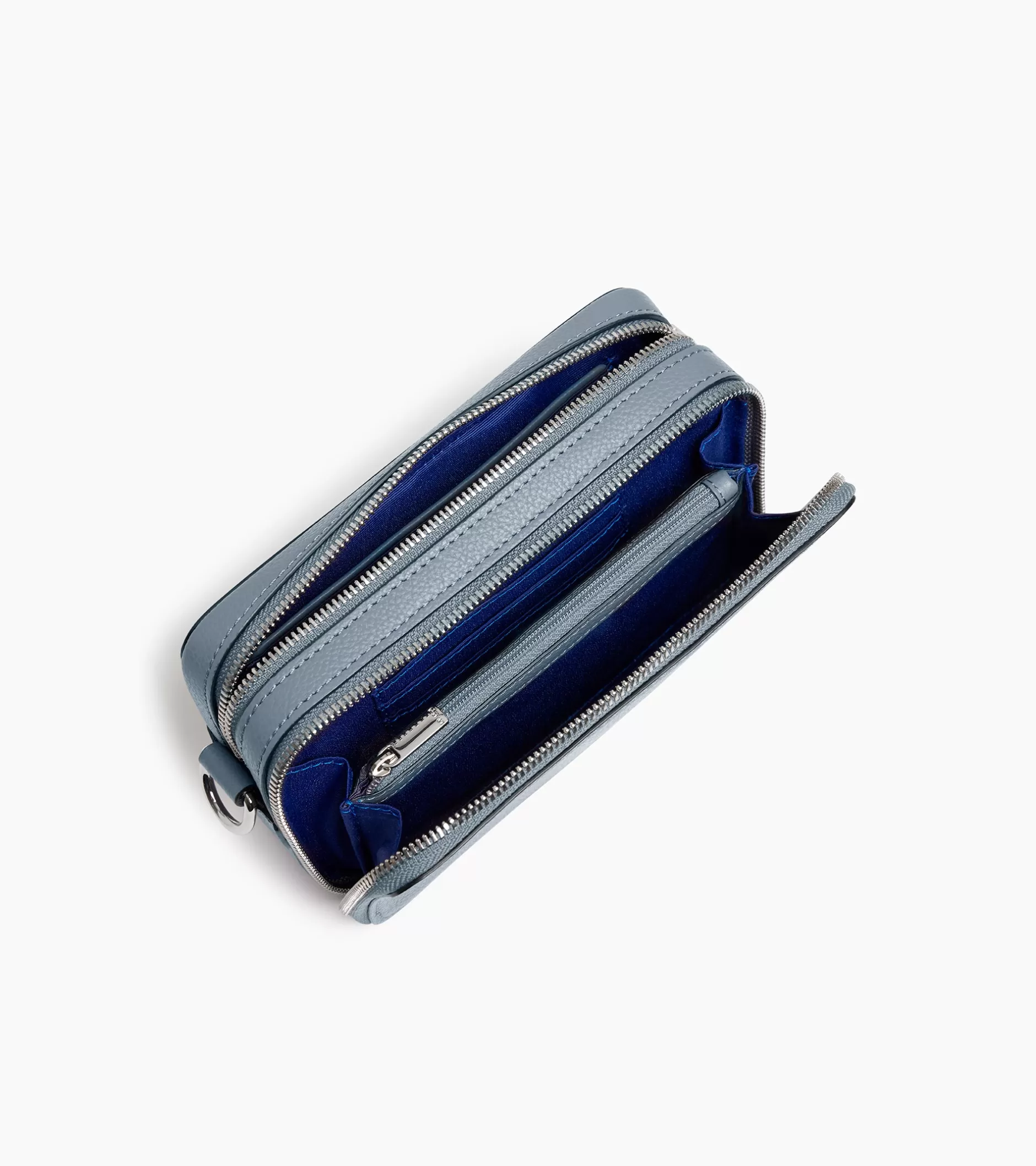 Homme Le Tanneur Petit sac bandoulière 2 compartiments Emile en cuir grainé - BLEU ARGILE