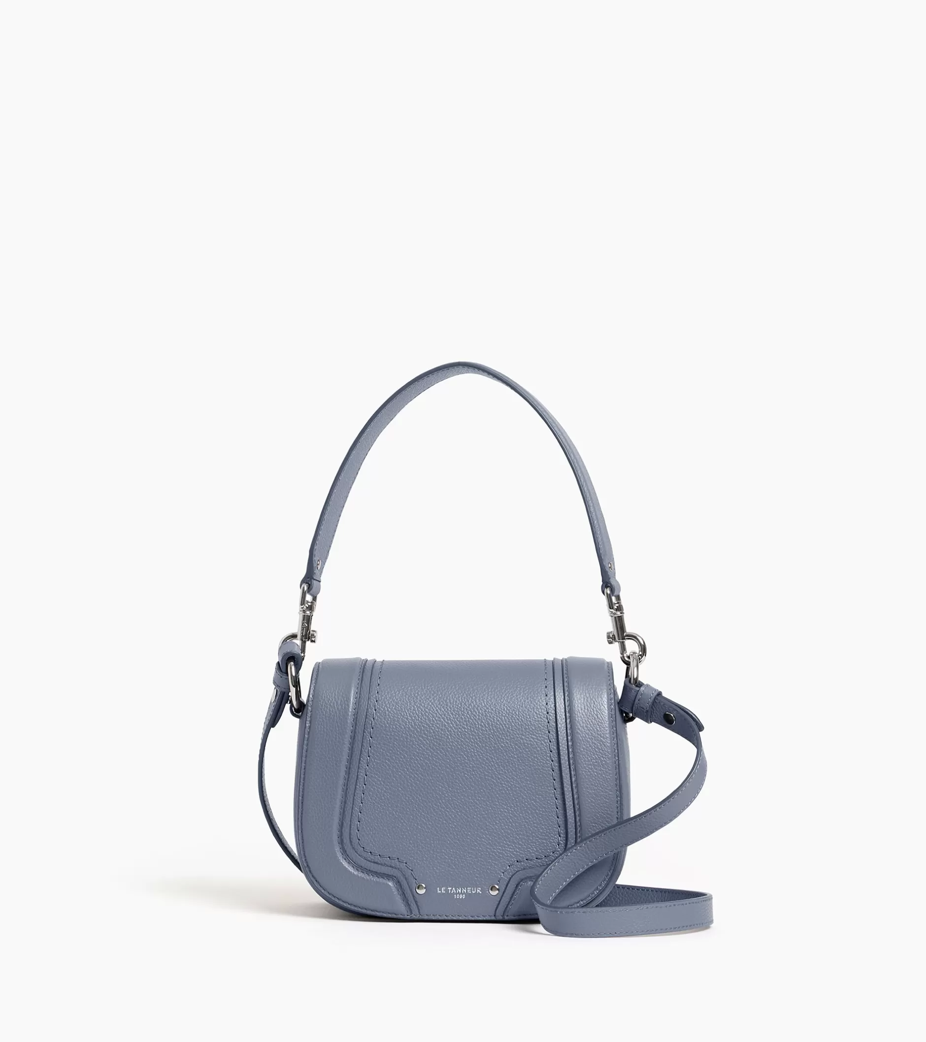 Femme Le Tanneur Petit sac bandoulière Ella en cuir grainé - BLEU ARGILE