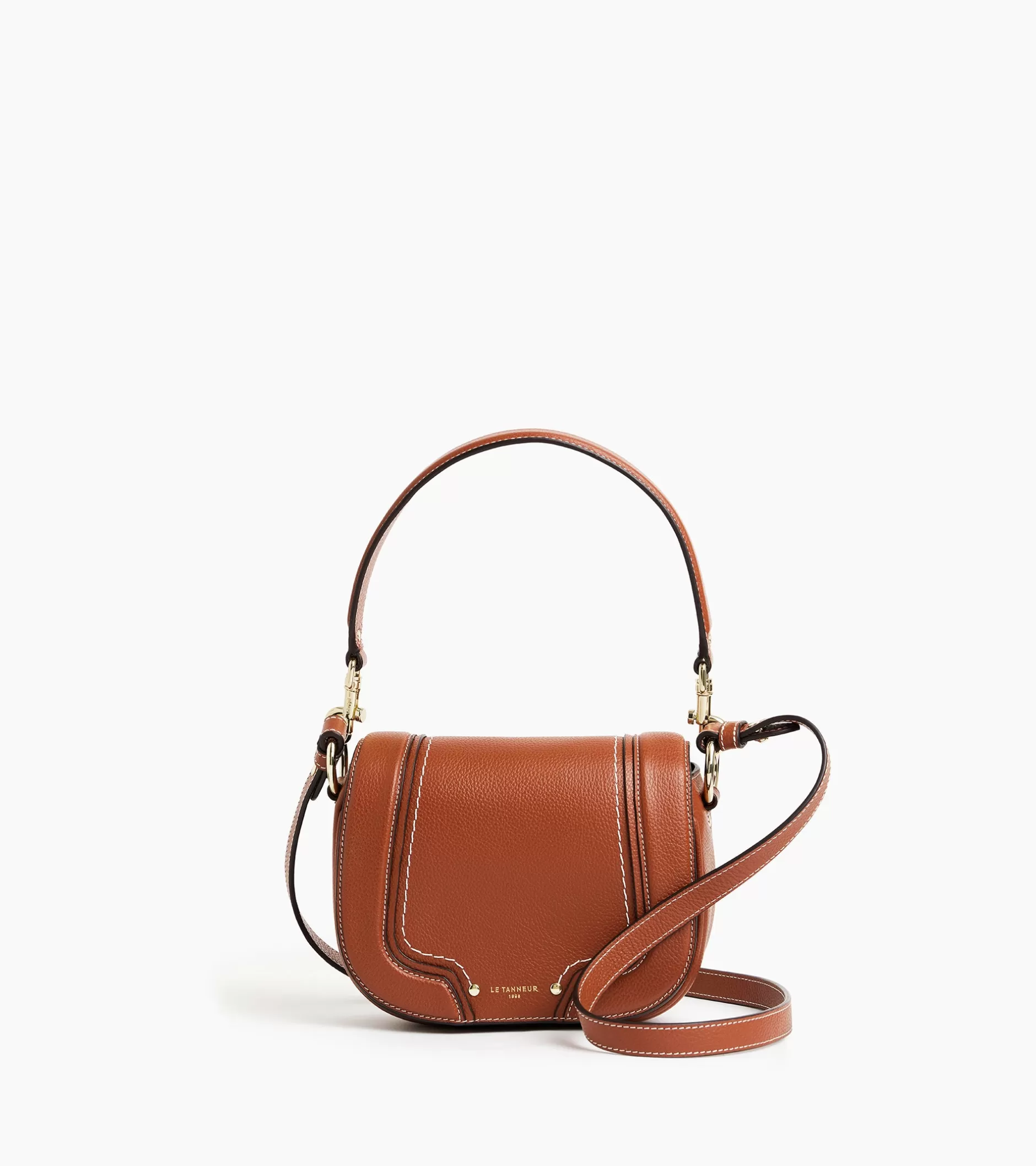 Femme Le Tanneur Petit sac bandoulière Ella en cuir grainé - Mahogany Brown