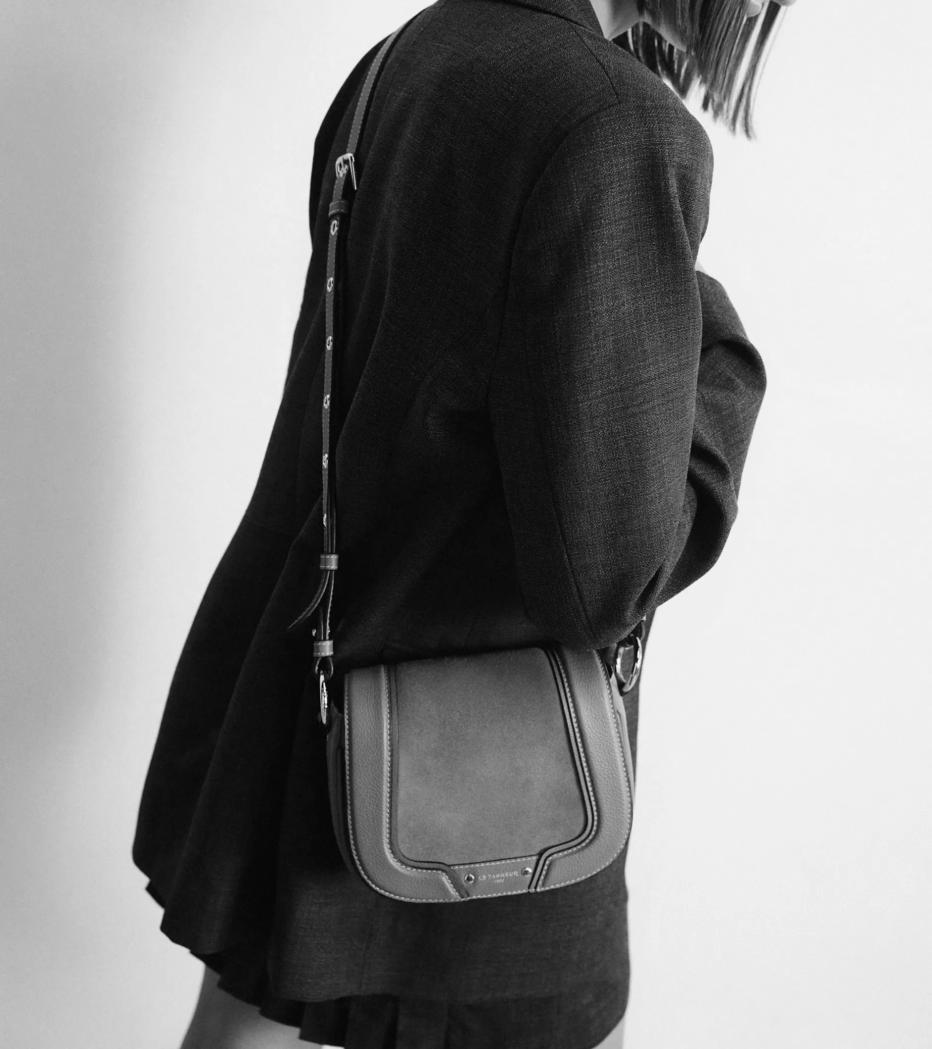Femme Le Tanneur Petit sac bandoulière Ella en cuir grainé et nubuck - Twilight Blue