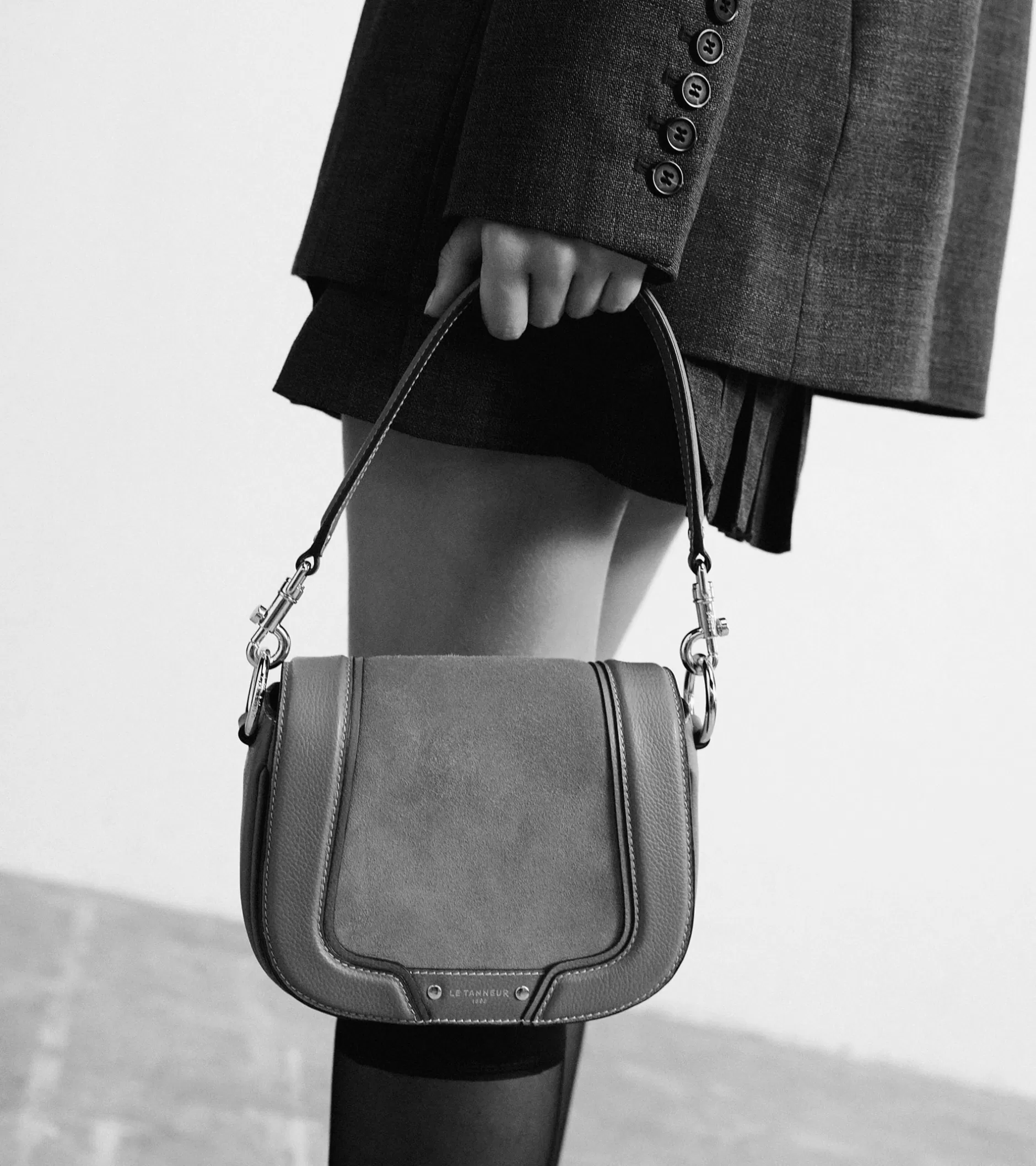 Femme Le Tanneur Petit sac bandoulière Ella en cuir grainé et nubuck - Twilight Blue