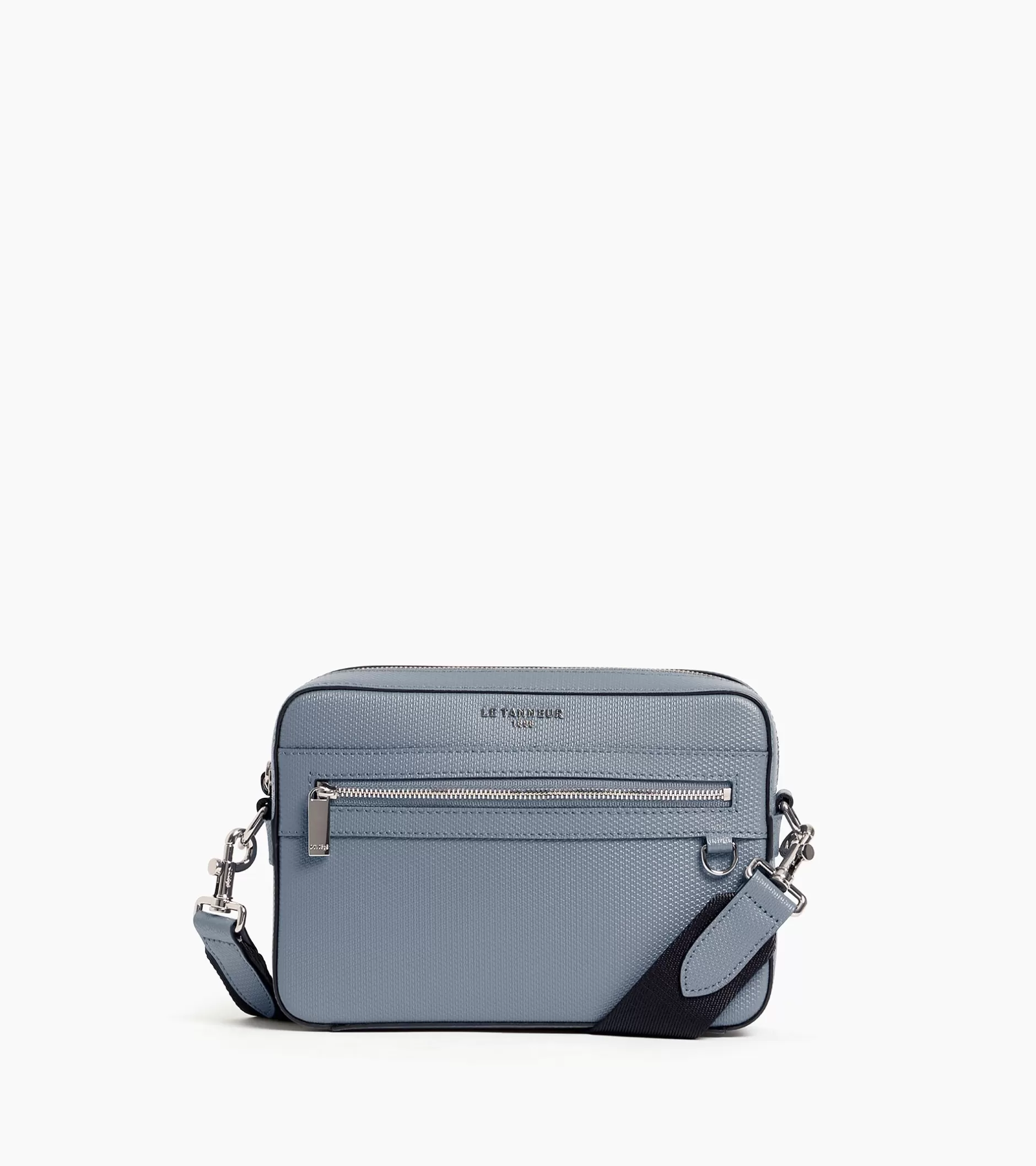 Homme Le Tanneur Petit sac bandoulière Emile en cuir signature T - BLEU ARGILE