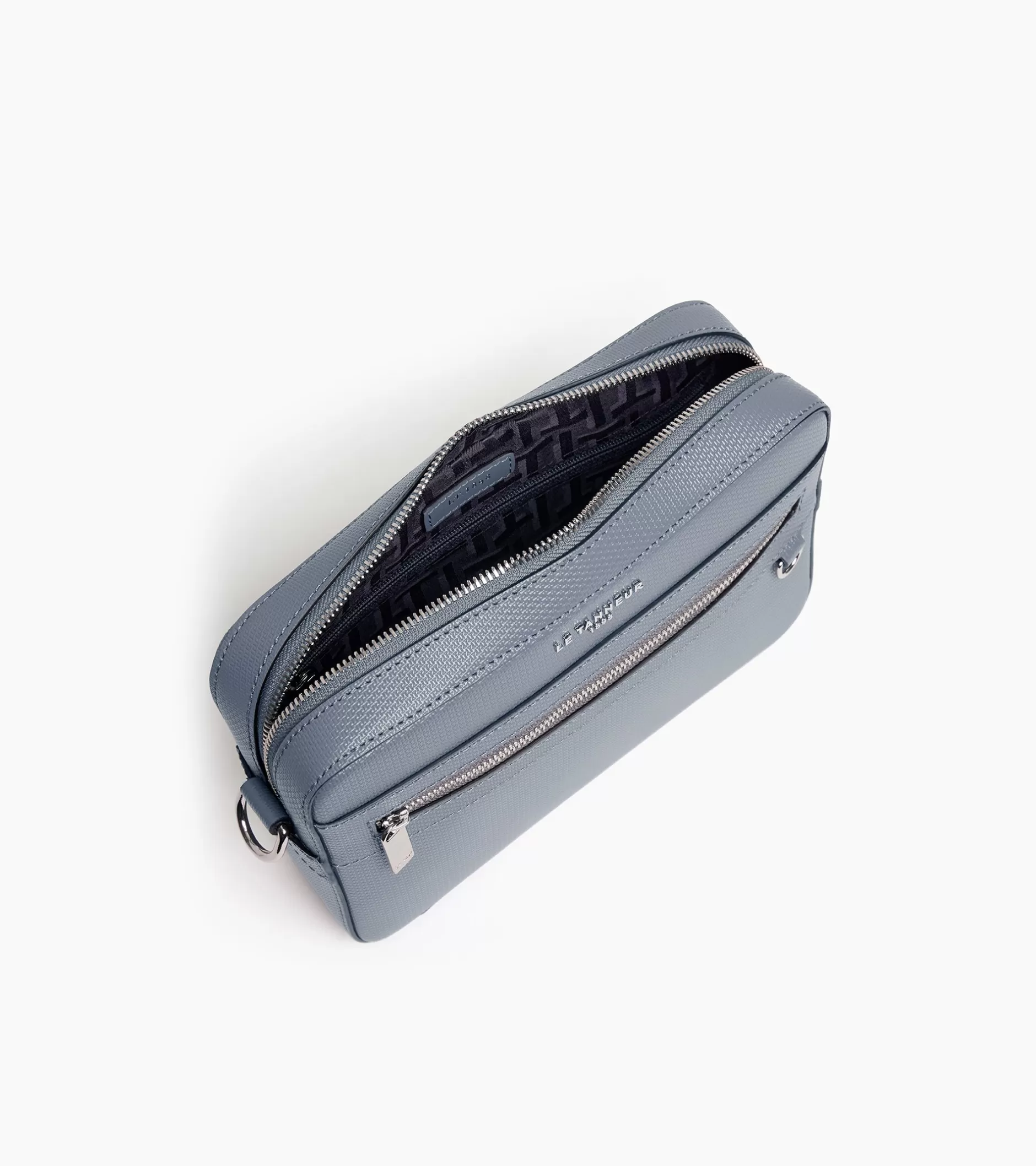 Homme Le Tanneur Petit sac bandoulière Emile en cuir signature T - BLEU ARGILE