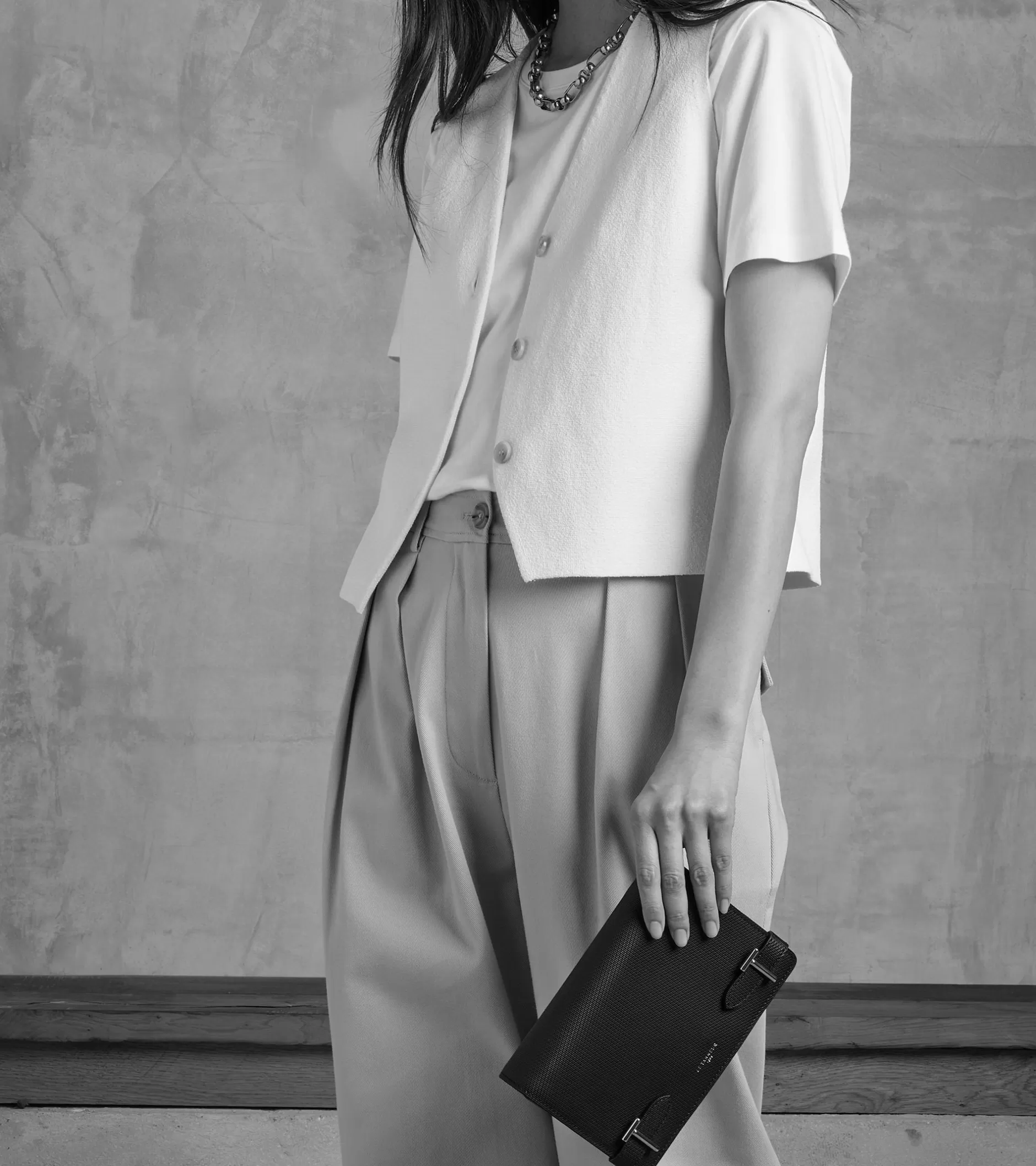 Femme Le Tanneur Petit sac bandoulière Emilie en cuir signature T - ROSE POUDRE