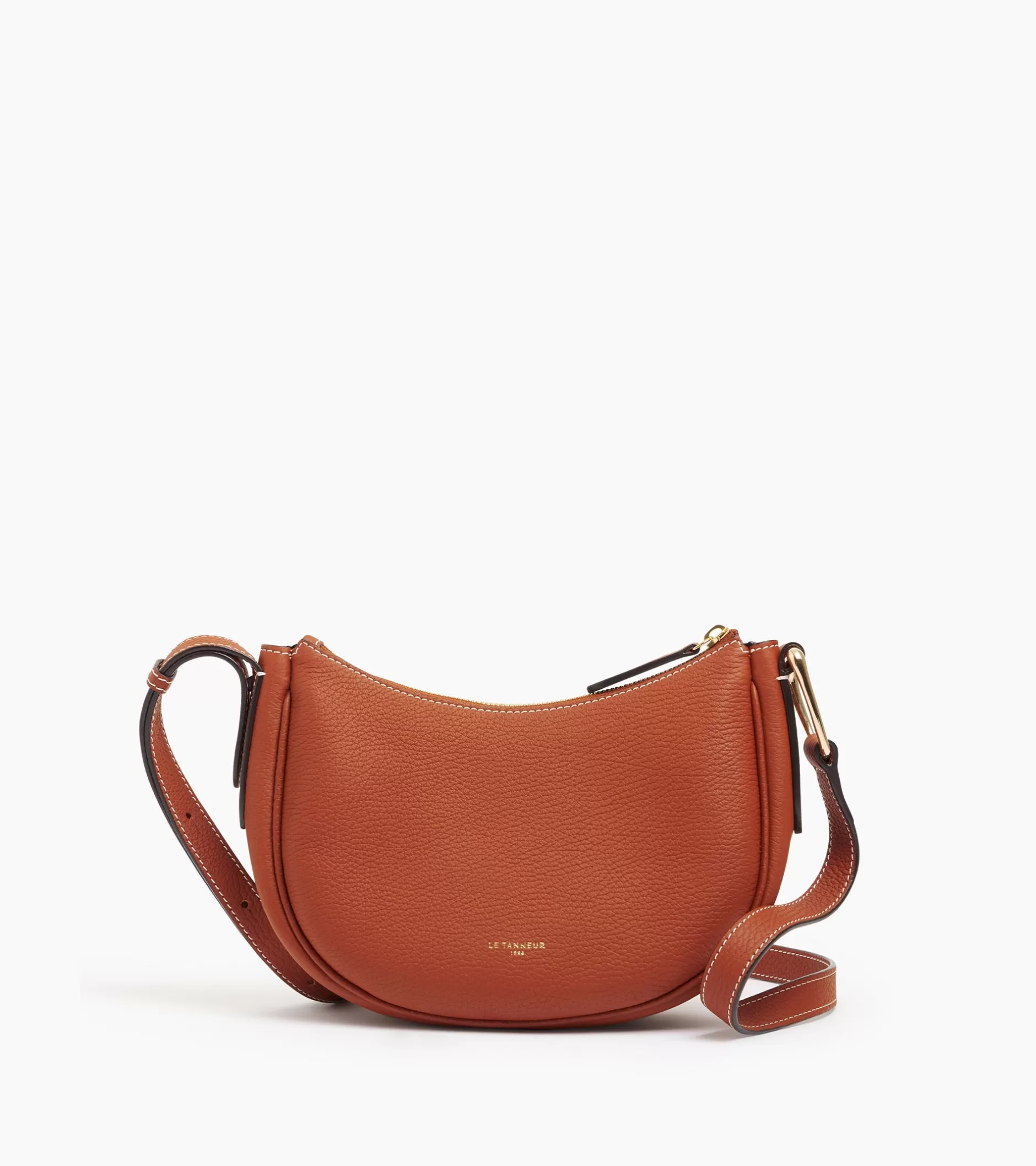 Femme Le Tanneur Petit sac bandoulière Madeleine en cuir grainé - Mahogany Brown