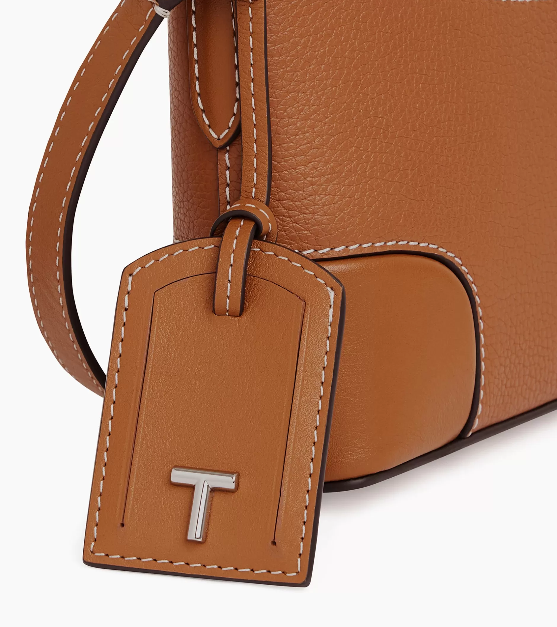 Femme Le Tanneur Petit sac bandoulière Romy en cuir grainé et lisse - Brown Tan