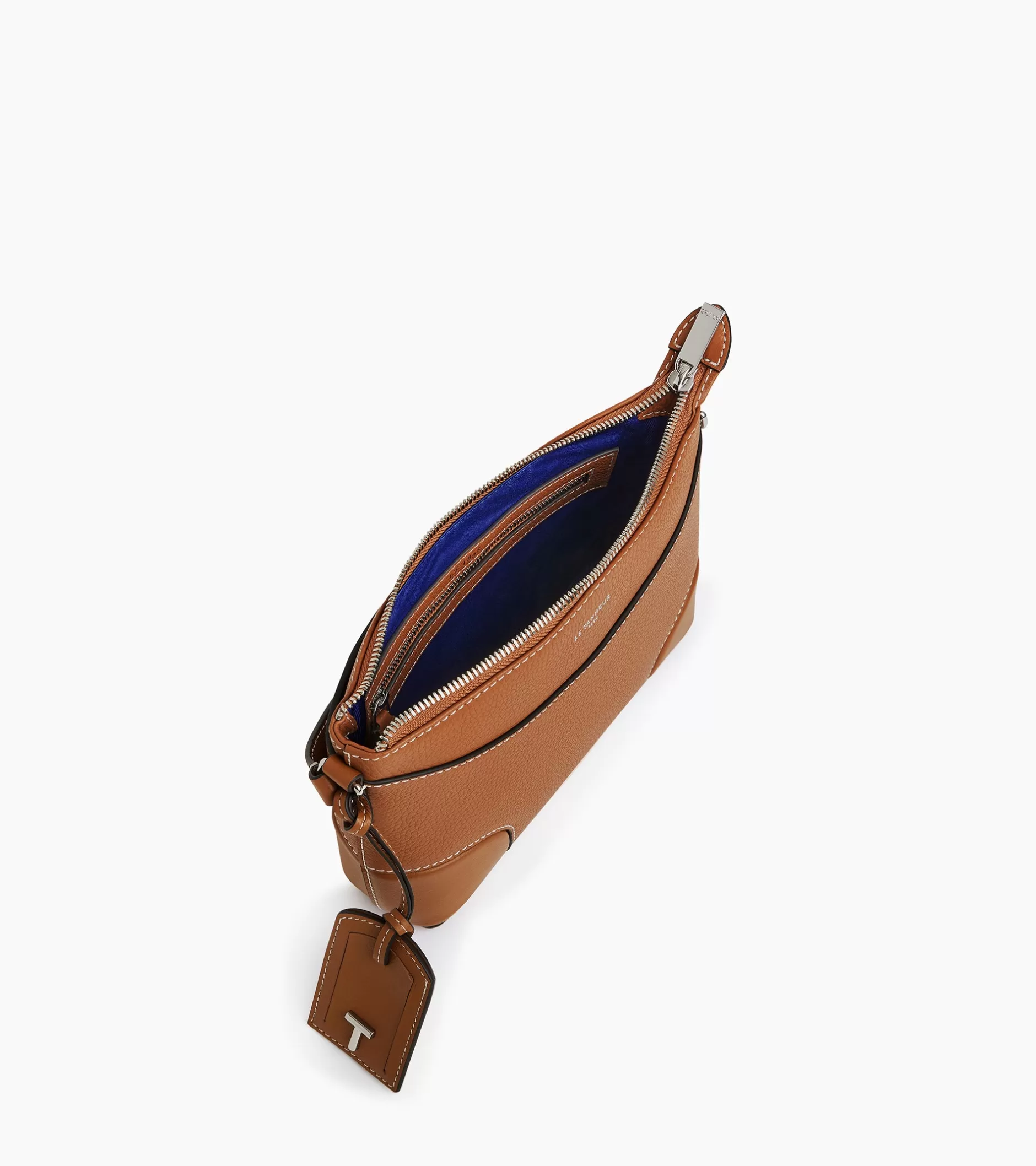 Femme Le Tanneur Petit sac bandoulière Romy en cuir grainé et lisse - Brown Tan