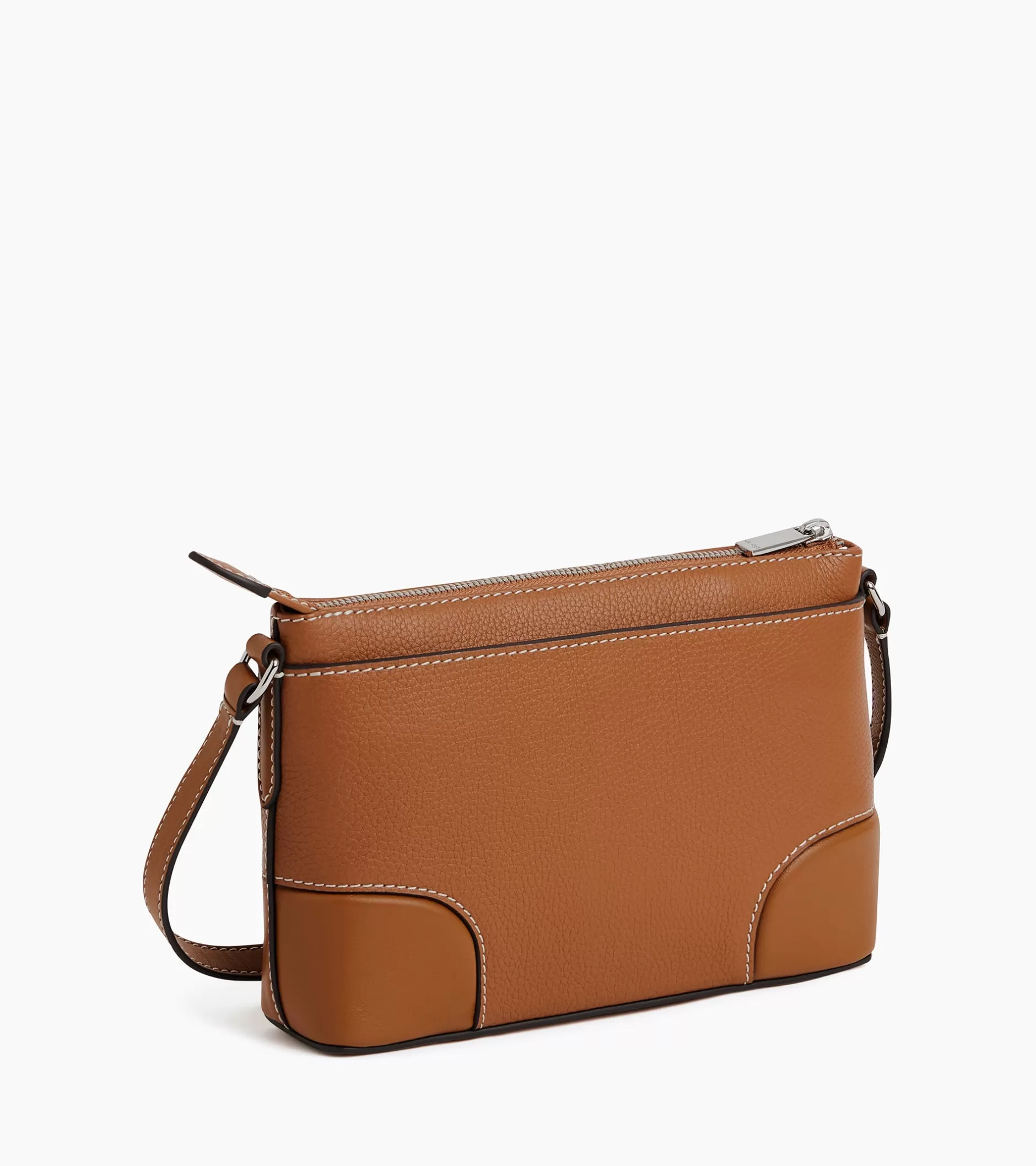 Femme Le Tanneur Petit sac bandoulière Romy en cuir grainé et lisse - Brown Tan
