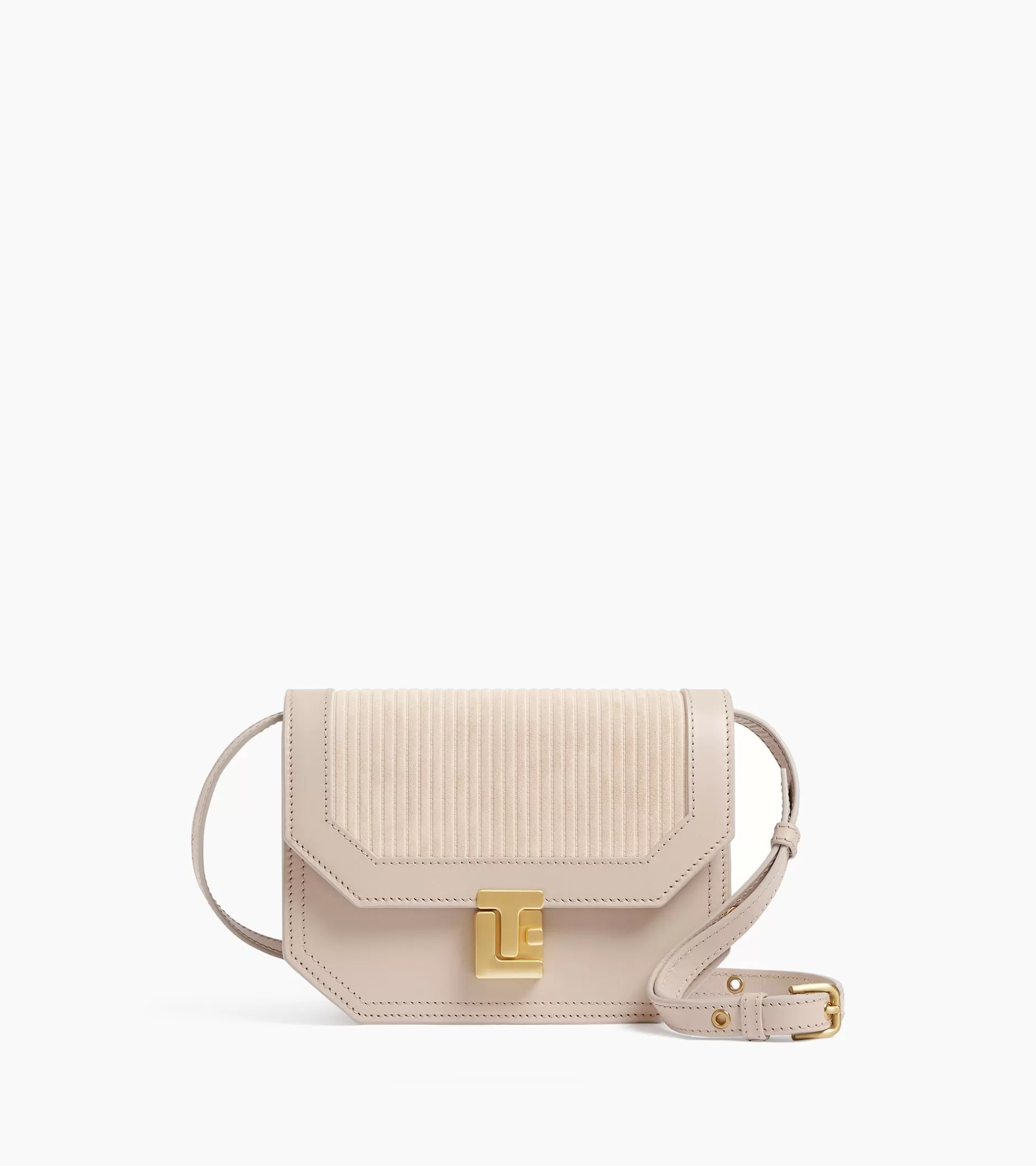 Femme Le Tanneur Petit sac bandoulière Rose en cuir côtelé et cuir lisse - GREGE 1