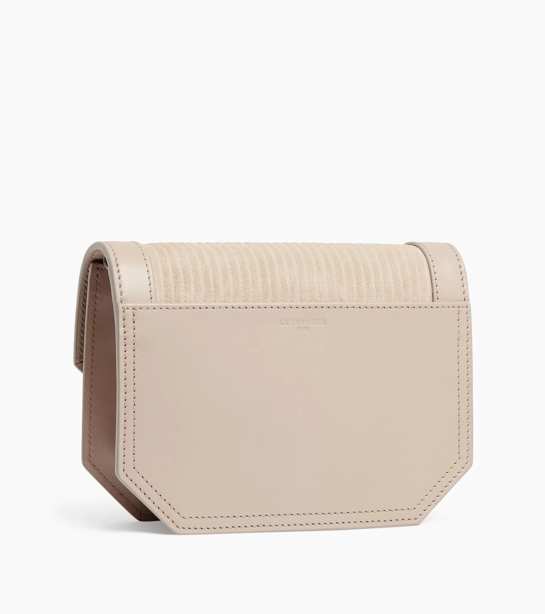 Femme Le Tanneur Petit sac bandoulière Rose en cuir côtelé et cuir lisse - GREGE 1