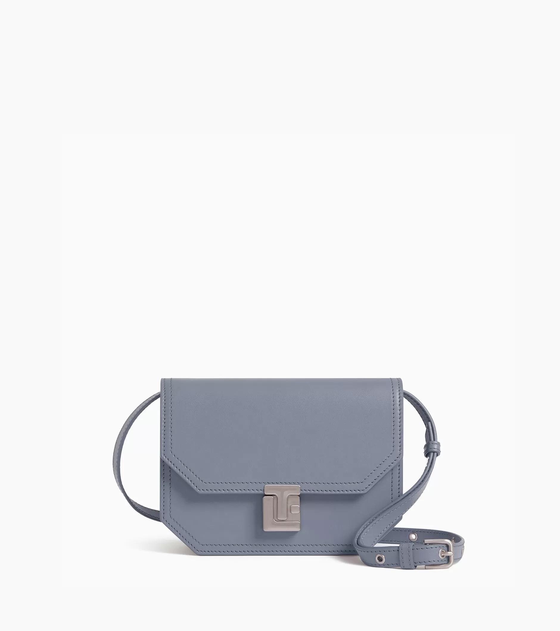 Femme Le Tanneur Petit sac bandoulière Rose en cuir lisse - BLEU ARGILE