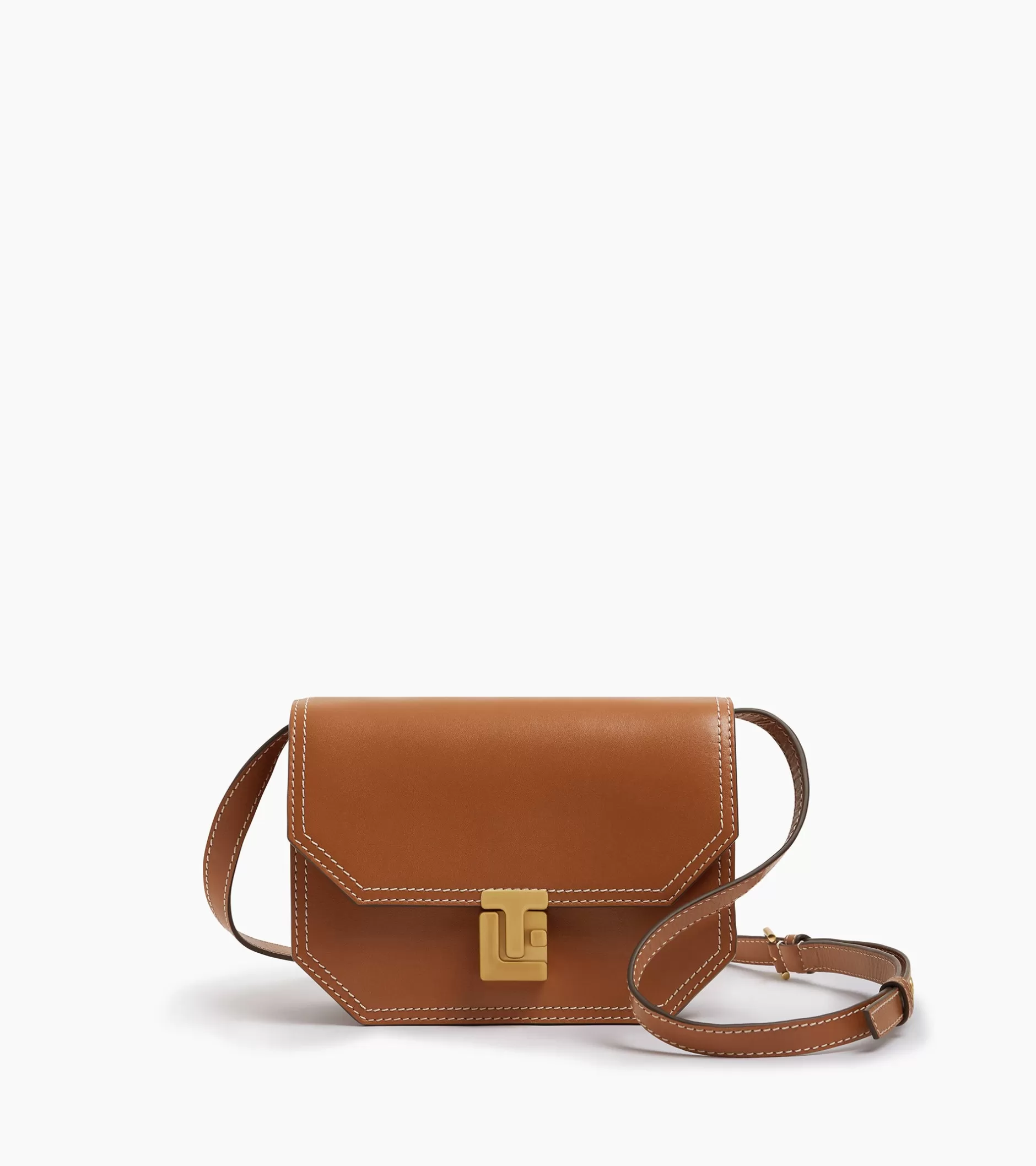 Femme Le Tanneur Petit sac bandoulière Rose en cuir lisse - Brown Tan