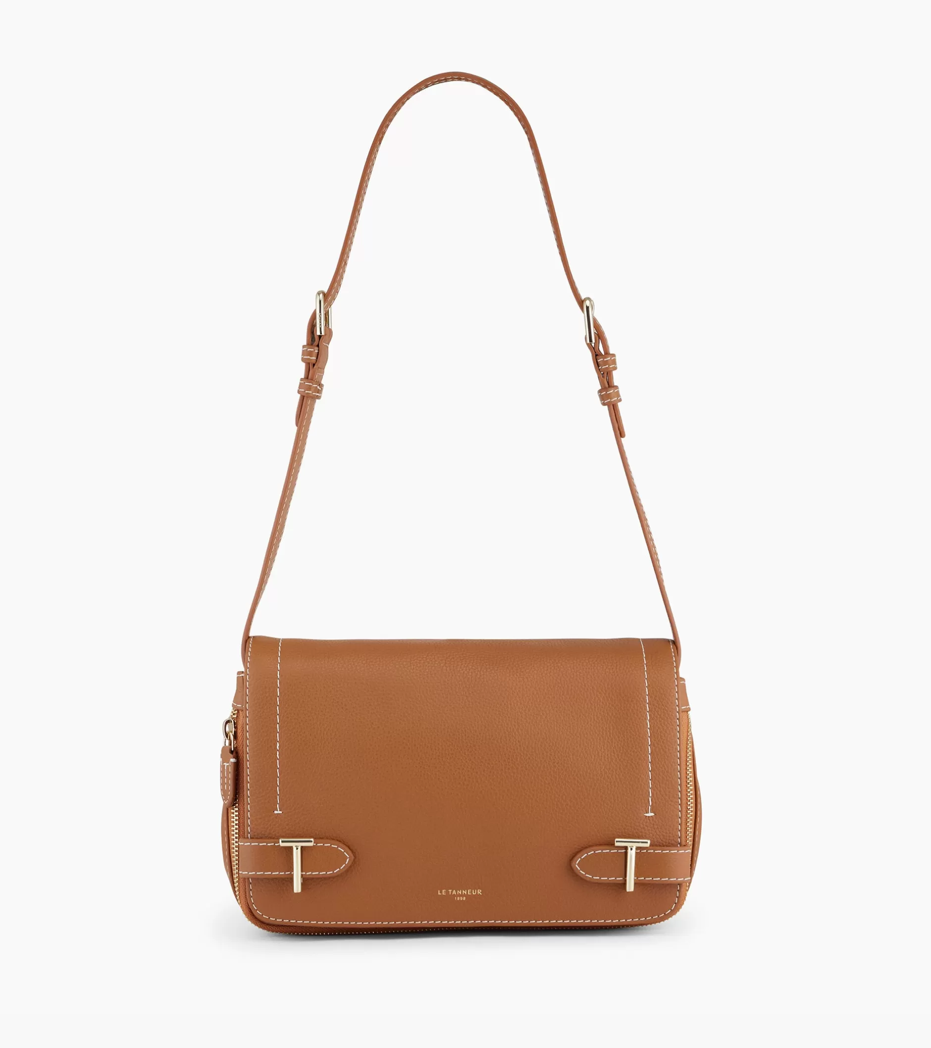 Femme Le Tanneur Petit sac bandoulière Simone en cuir grainé - Brown Tan