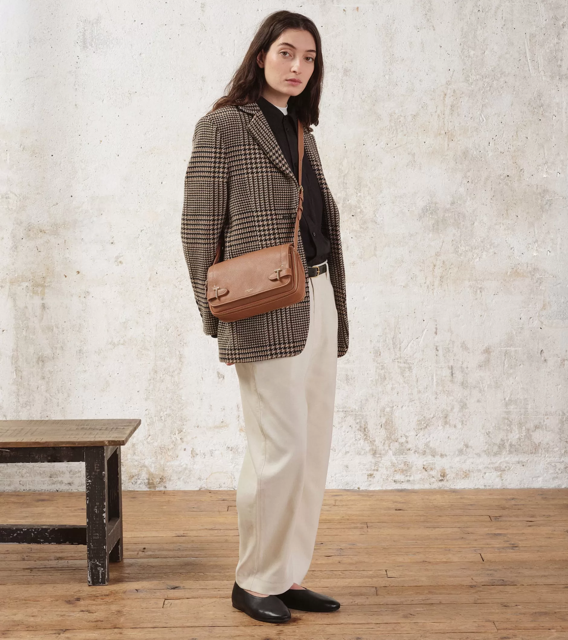 Femme Le Tanneur Petit sac bandoulière Simone en cuir grainé - Brown Tan