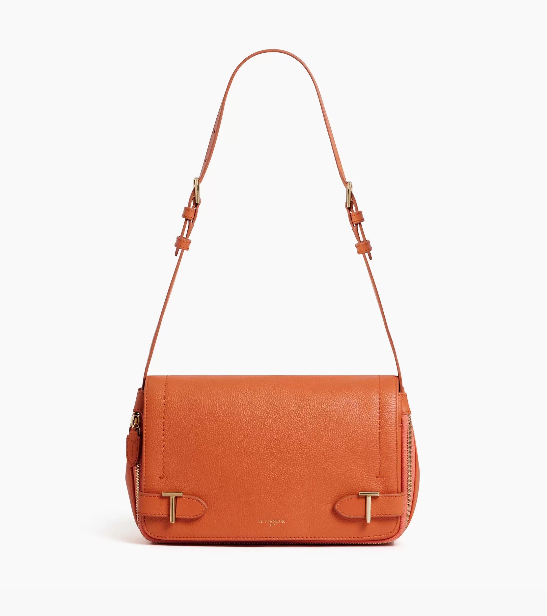 Femme Le Tanneur Petit sac bandoulière Simone en cuir grainé - ORANGE OCRE