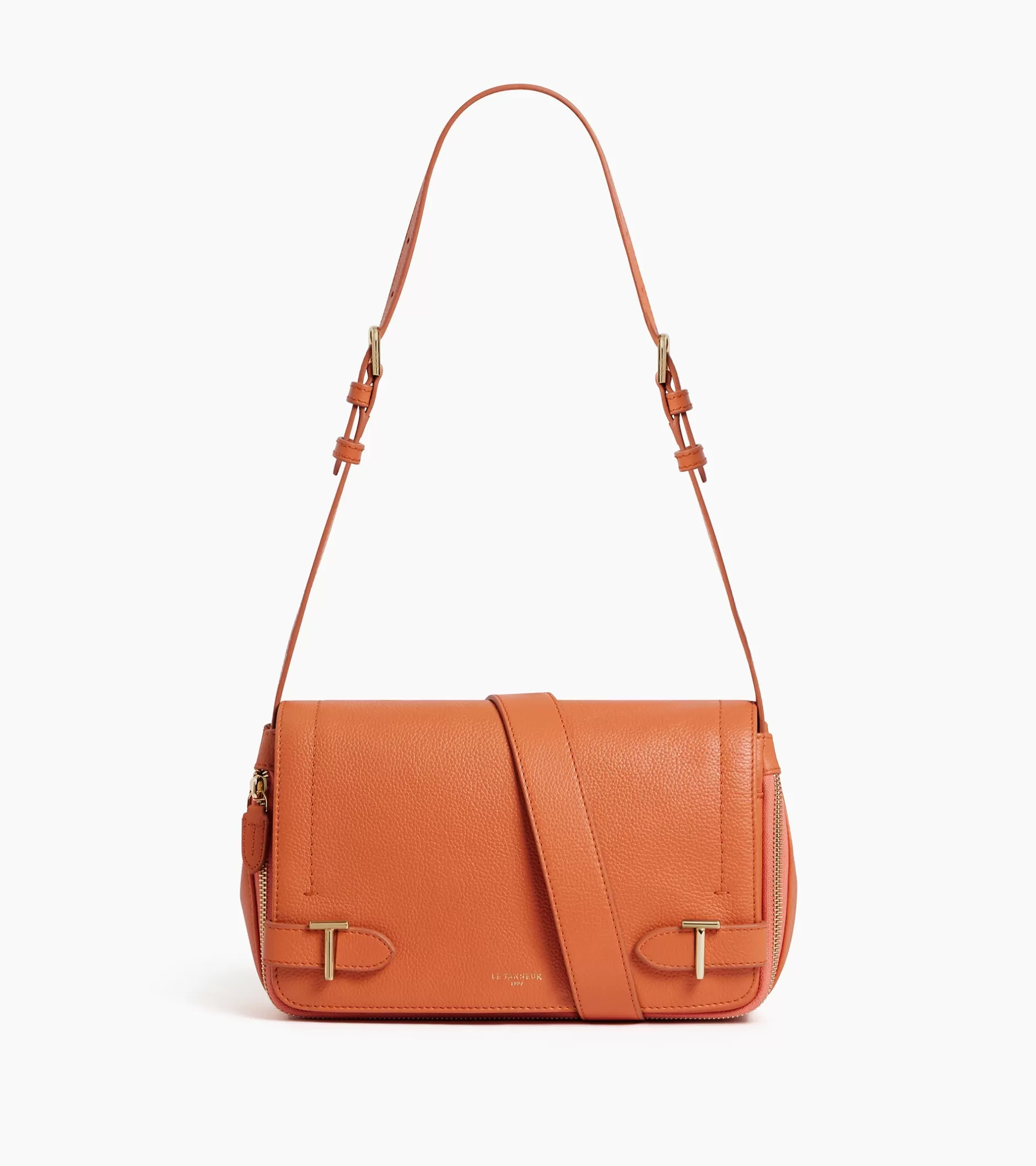 Femme Le Tanneur Petit sac bandoulière Simone en cuir grainé - ORANGE OCRE