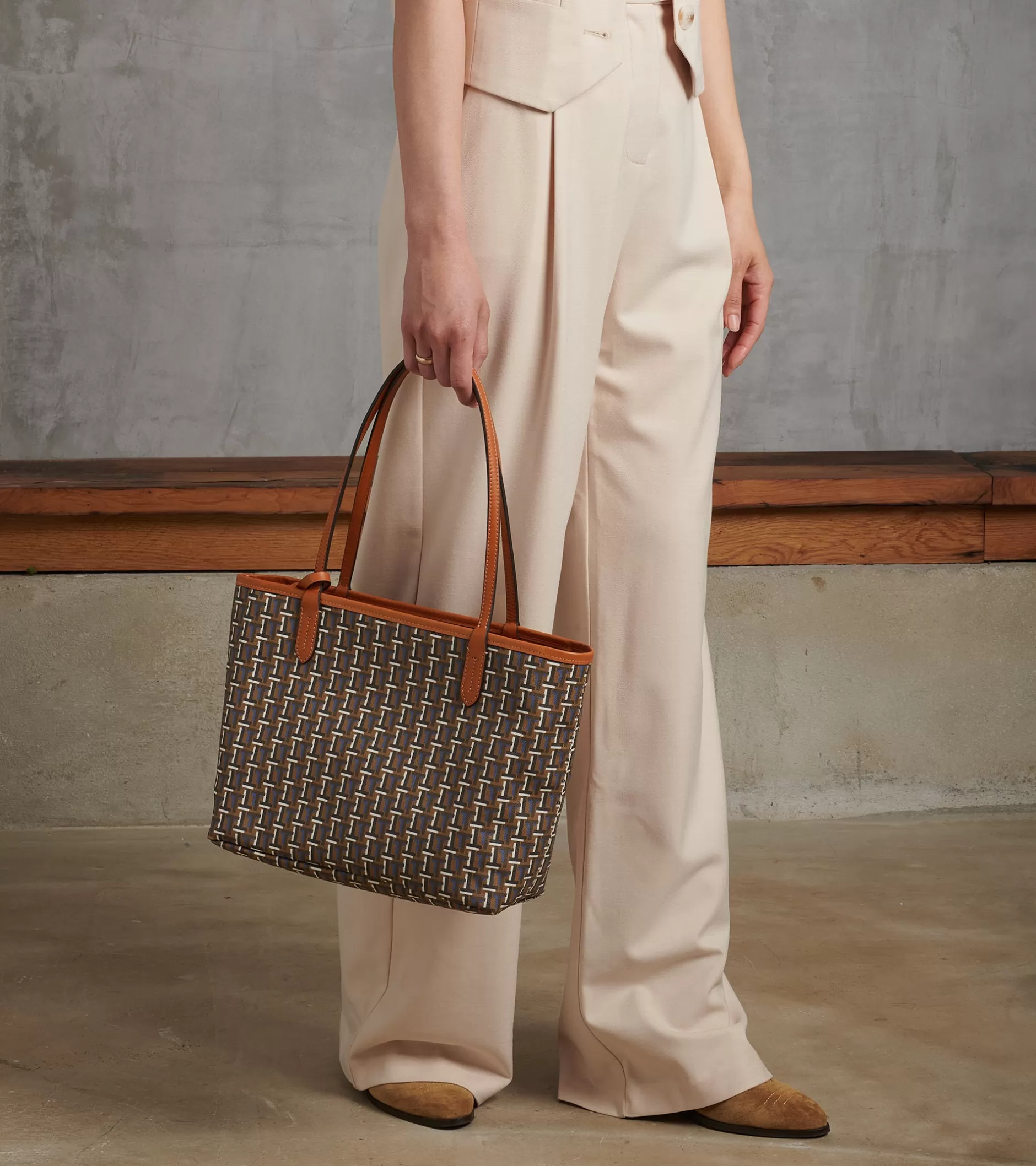 Femme Le Tanneur Petit sac cabas Camille en toile monogramme - Brown Monogram Print