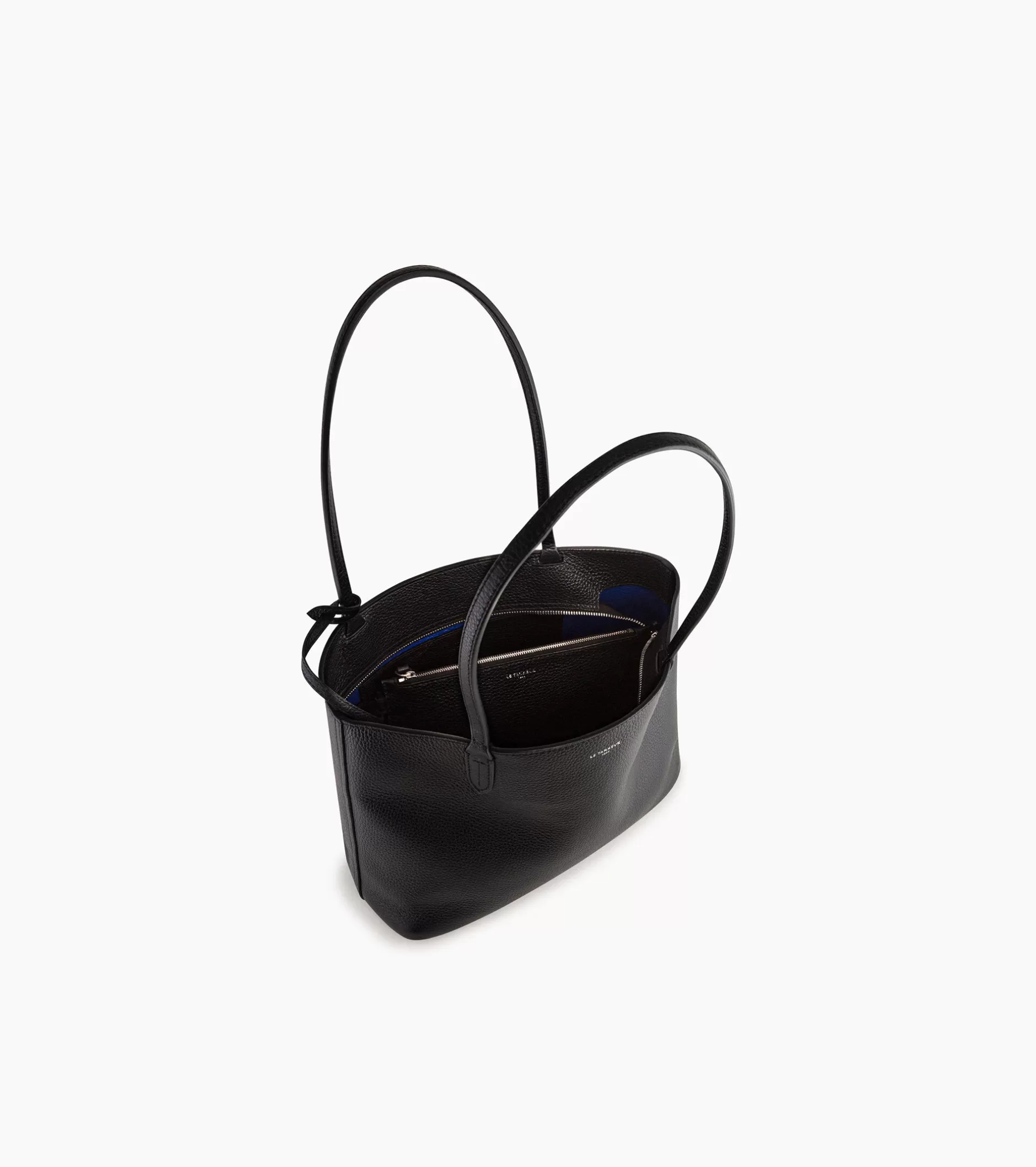 Femme Le Tanneur Petit sac cabas Louise en cuir grainé - Black Le Bleu