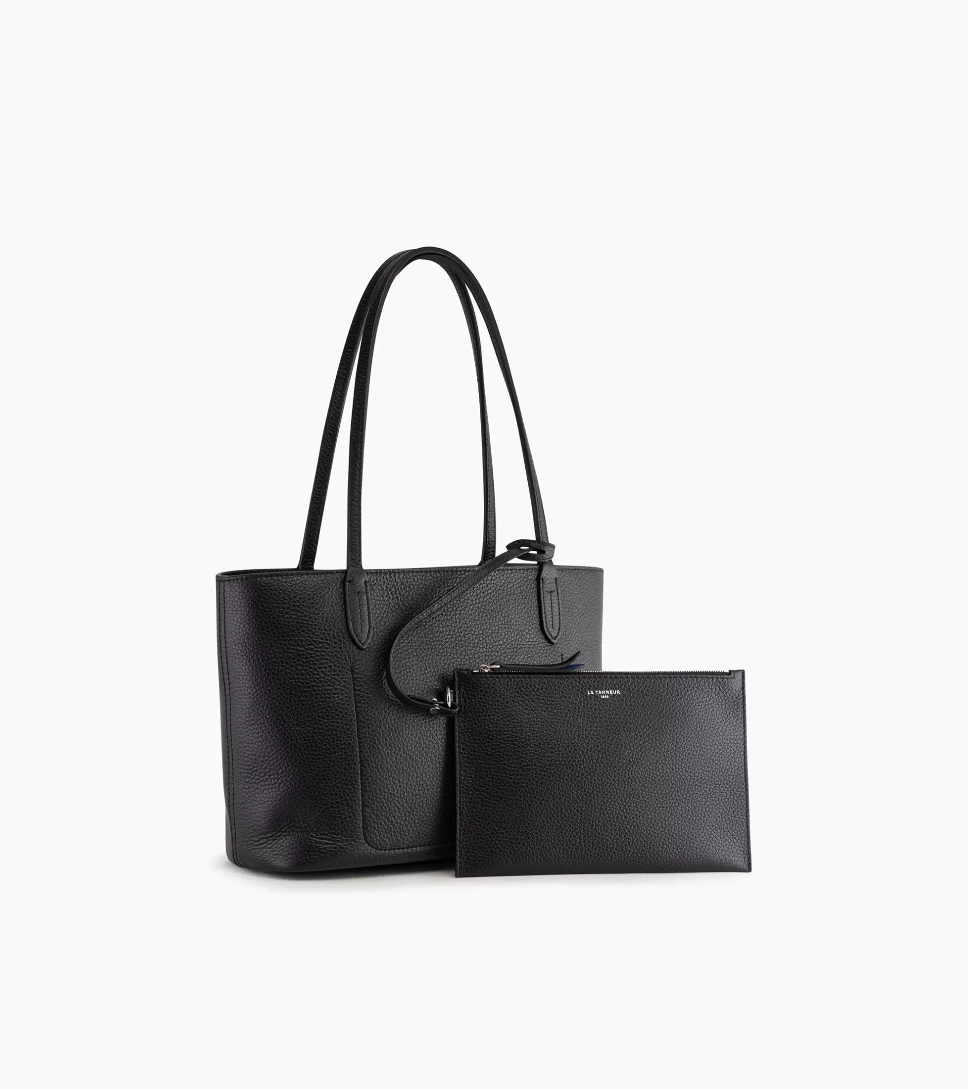 Femme Le Tanneur Petit sac cabas Louise en cuir grainé - Black Le Bleu